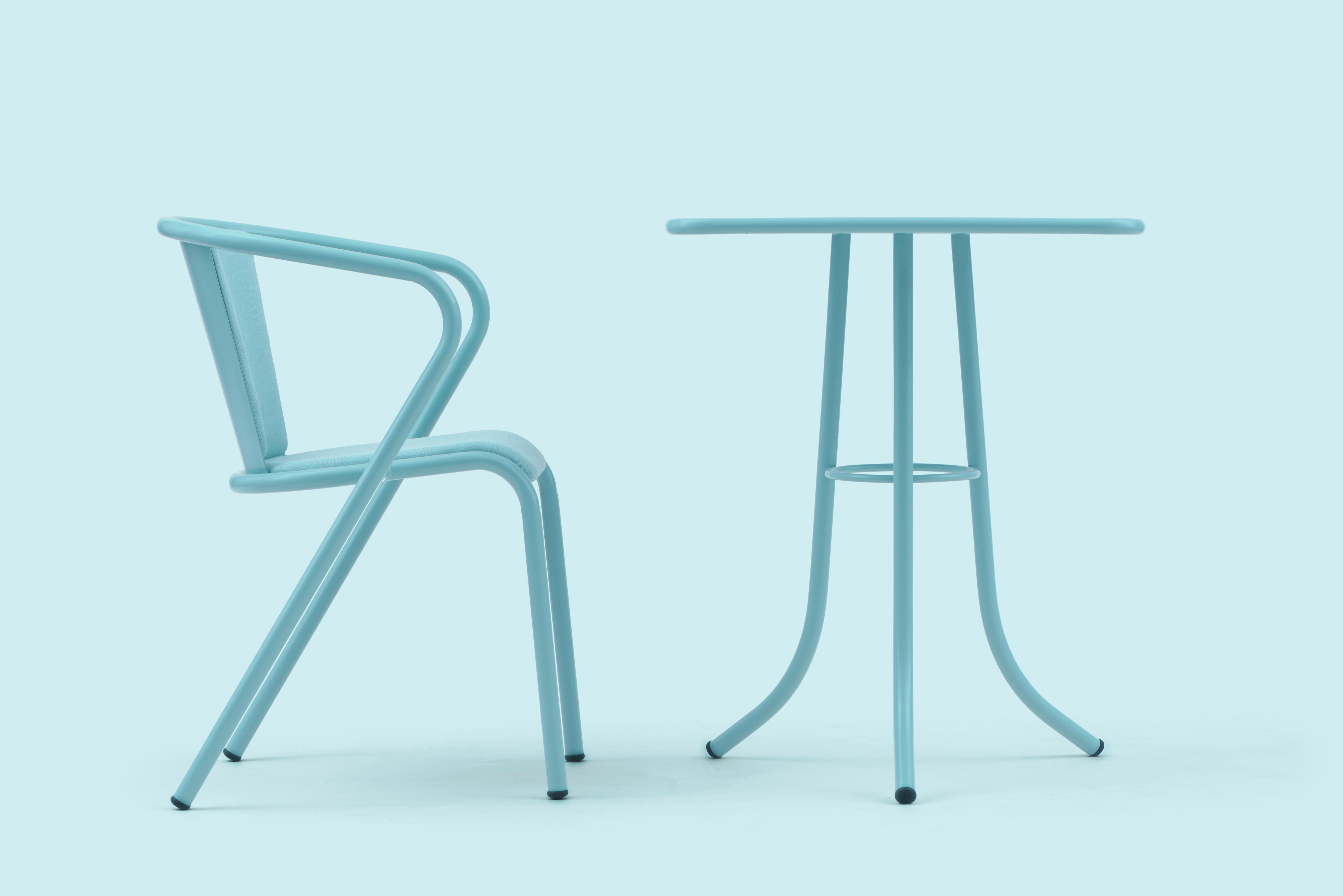 Moderner BICA-Sessel aus Stahl in Pastell und Türkis, gepolstert mit Eco-Stoff im Angebot 6