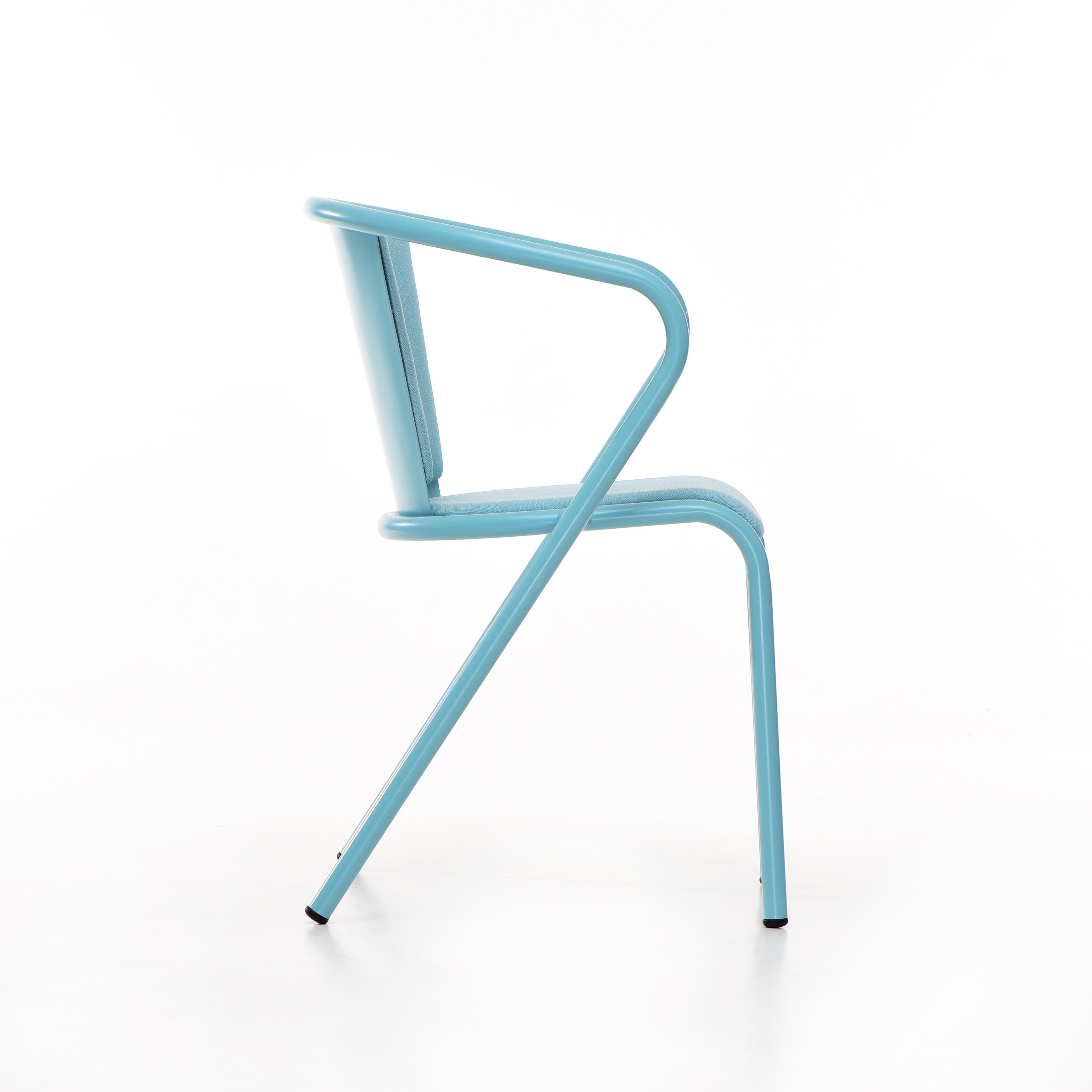 Moderner BICA-Sessel aus Stahl in Pastell und Türkis, gepolstert mit Eco-Stoff (Portugiesisch) im Angebot