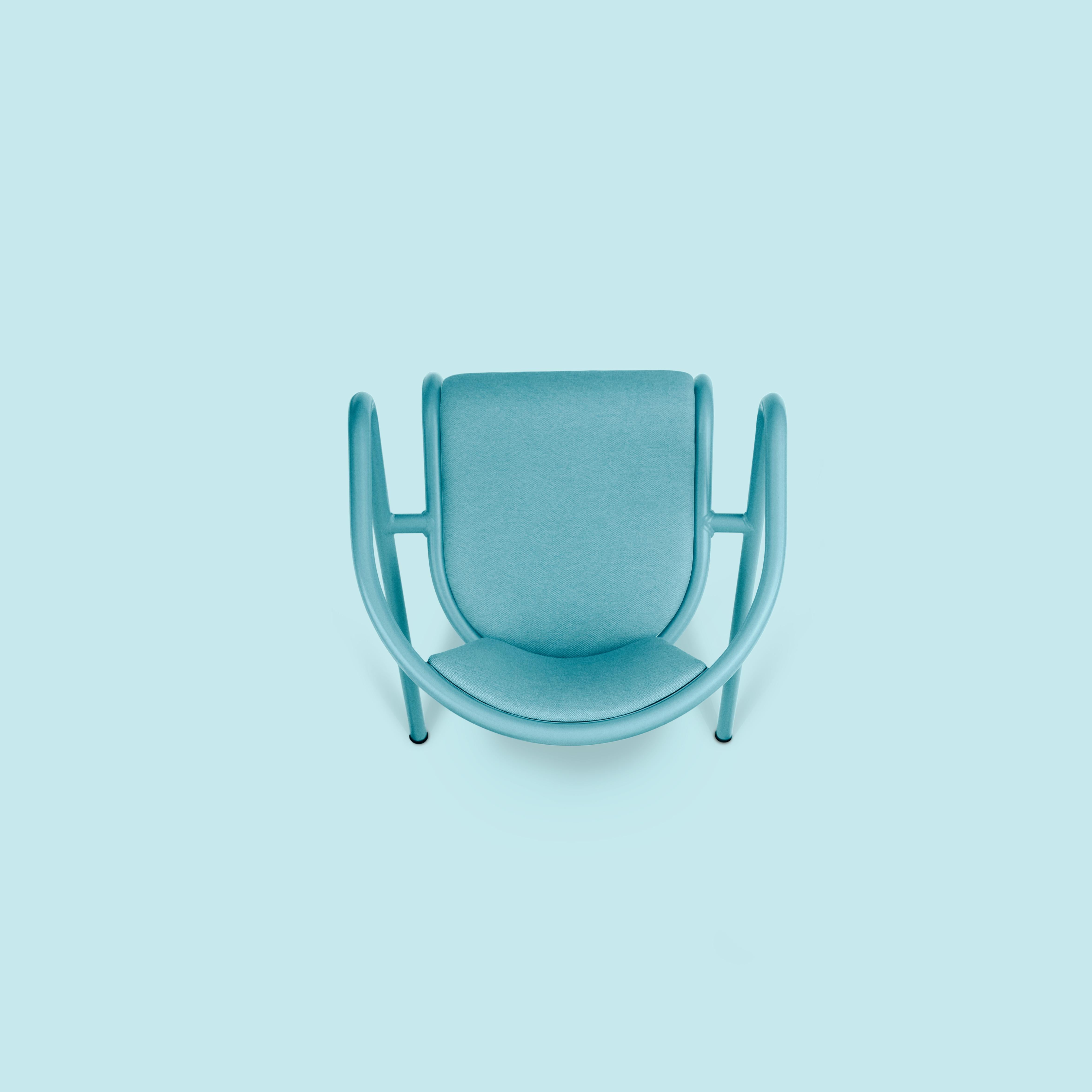 BICAchair Modern Steel Armchair Pastel Turquoise, Upholstery in Eco-Fabric In New Condition For Sale In Agualva-Cacém, PT