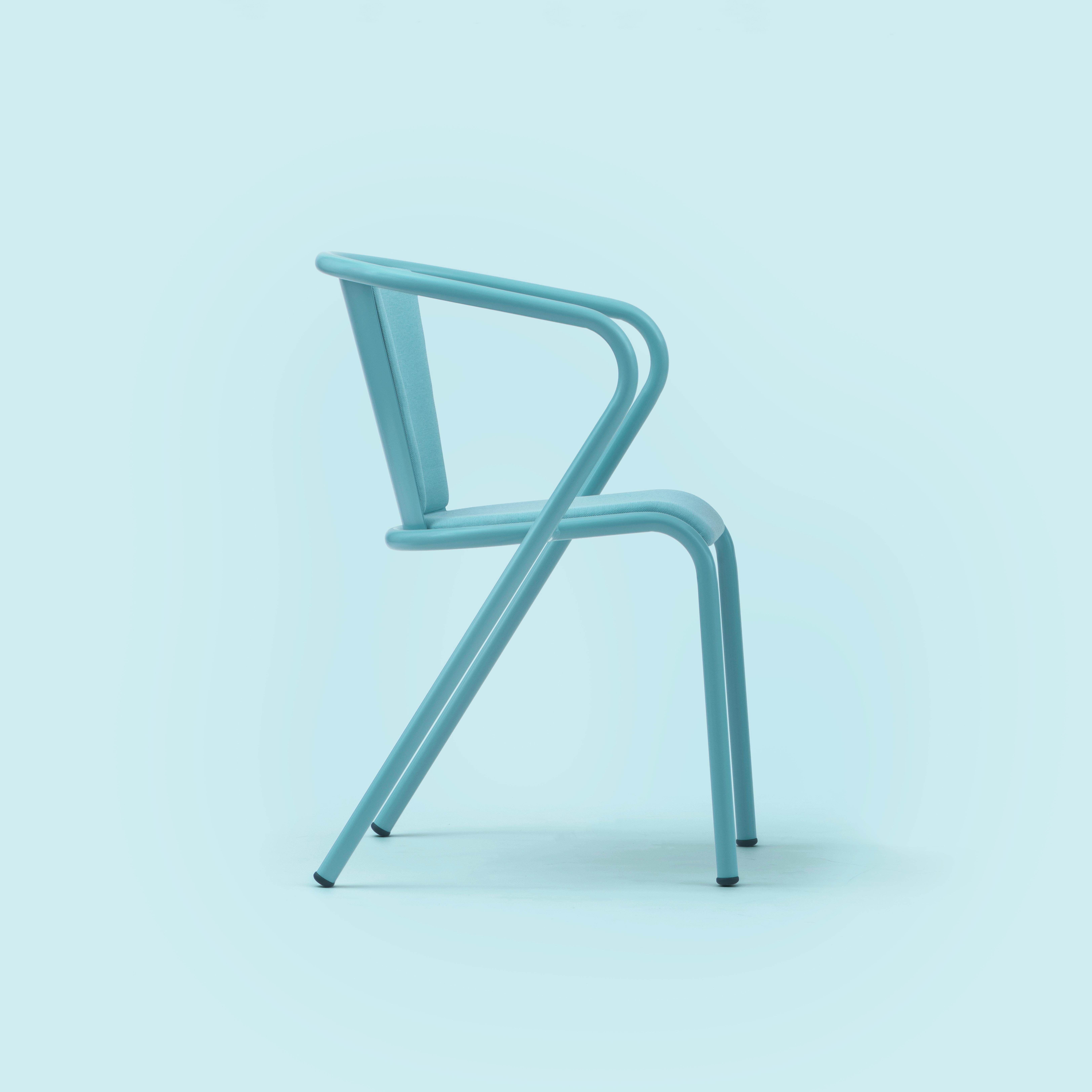 Moderner BICA-Sessel aus Stahl in Pastell und Türkis, gepolstert mit Eco-Stoff im Angebot 1