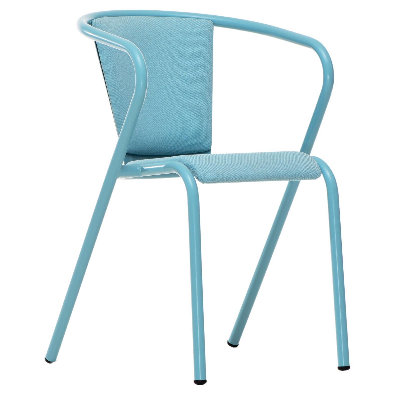 BICAchair Modern Steel Armchair Pastel Turquoise, Upholstery in Eco-Fabric For Sale