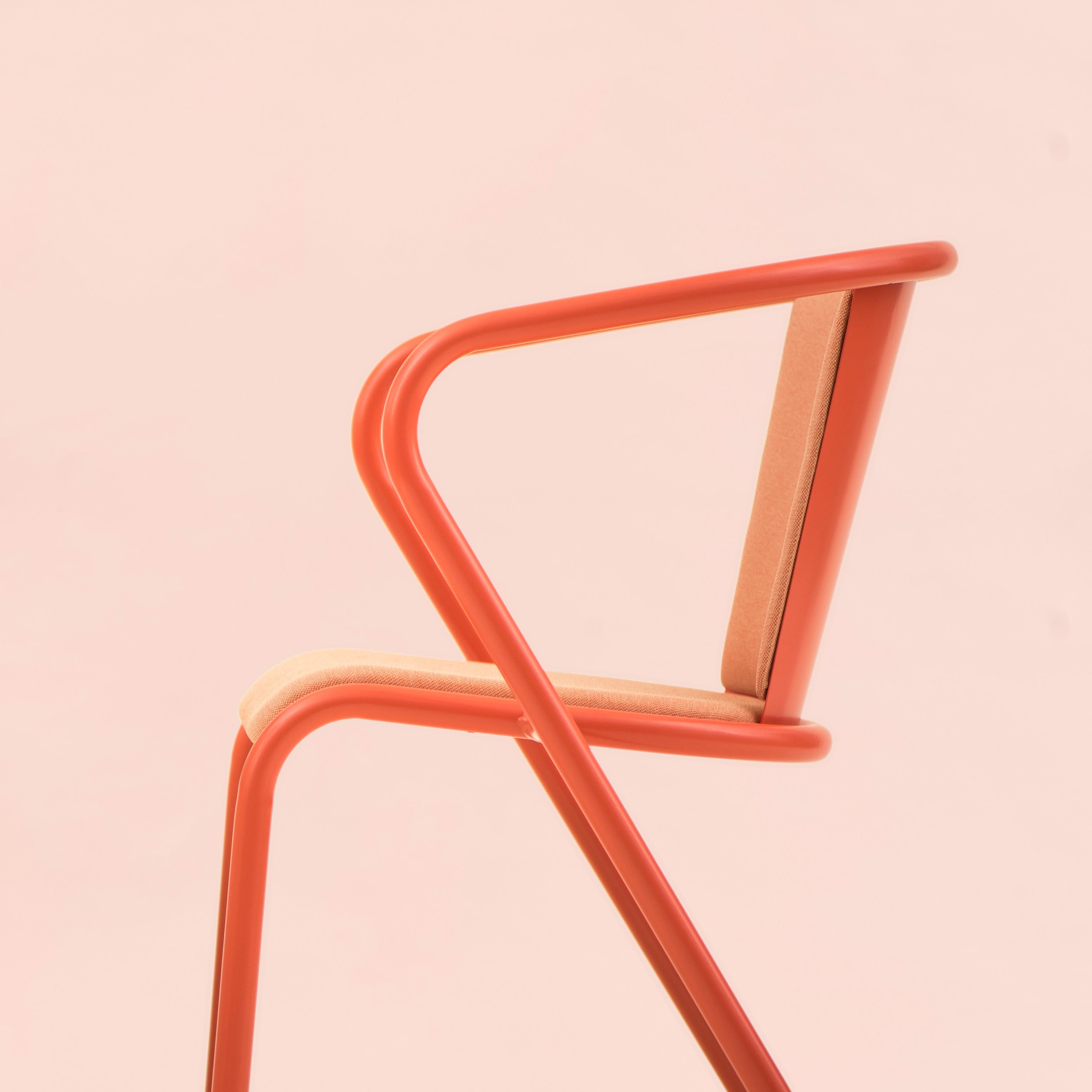 BICAchair Modern Steel Armchair Salmon Pink, Upholstery in Eco-Fabric In New Condition For Sale In Agualva-Cacém, PT