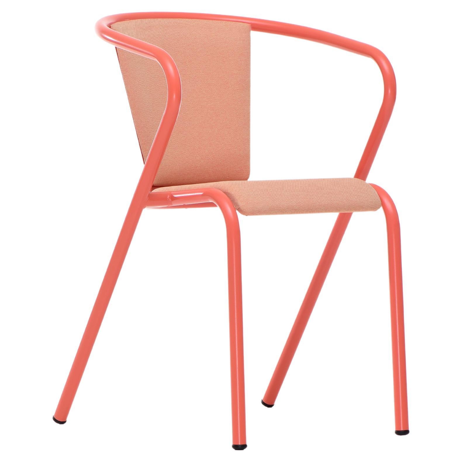 BICAchair Modern Steel Armchair Salmon Pink, Upholstery in Eco-Fabric For Sale