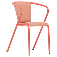 BICAchair Modern Steel Armchair Salmon Pink, Upholstery in Eco-Fabric