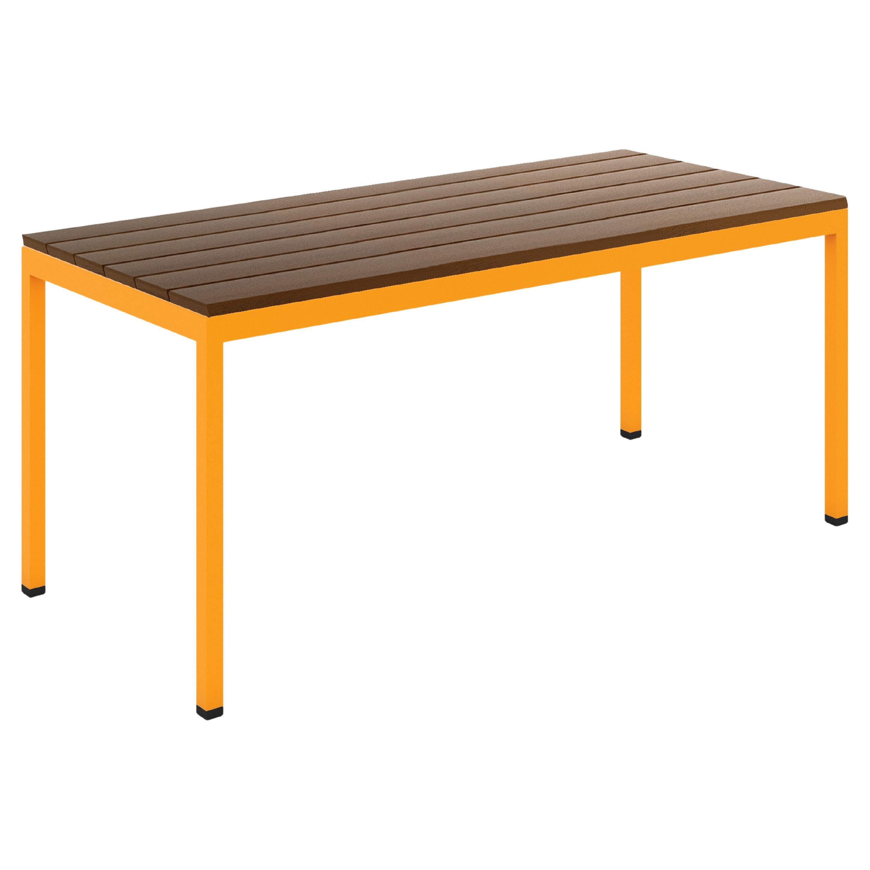 BICAtable Square Modern Outdoor Steel Table in Admiral with Ipê Wood 140x70cm For Sale 4