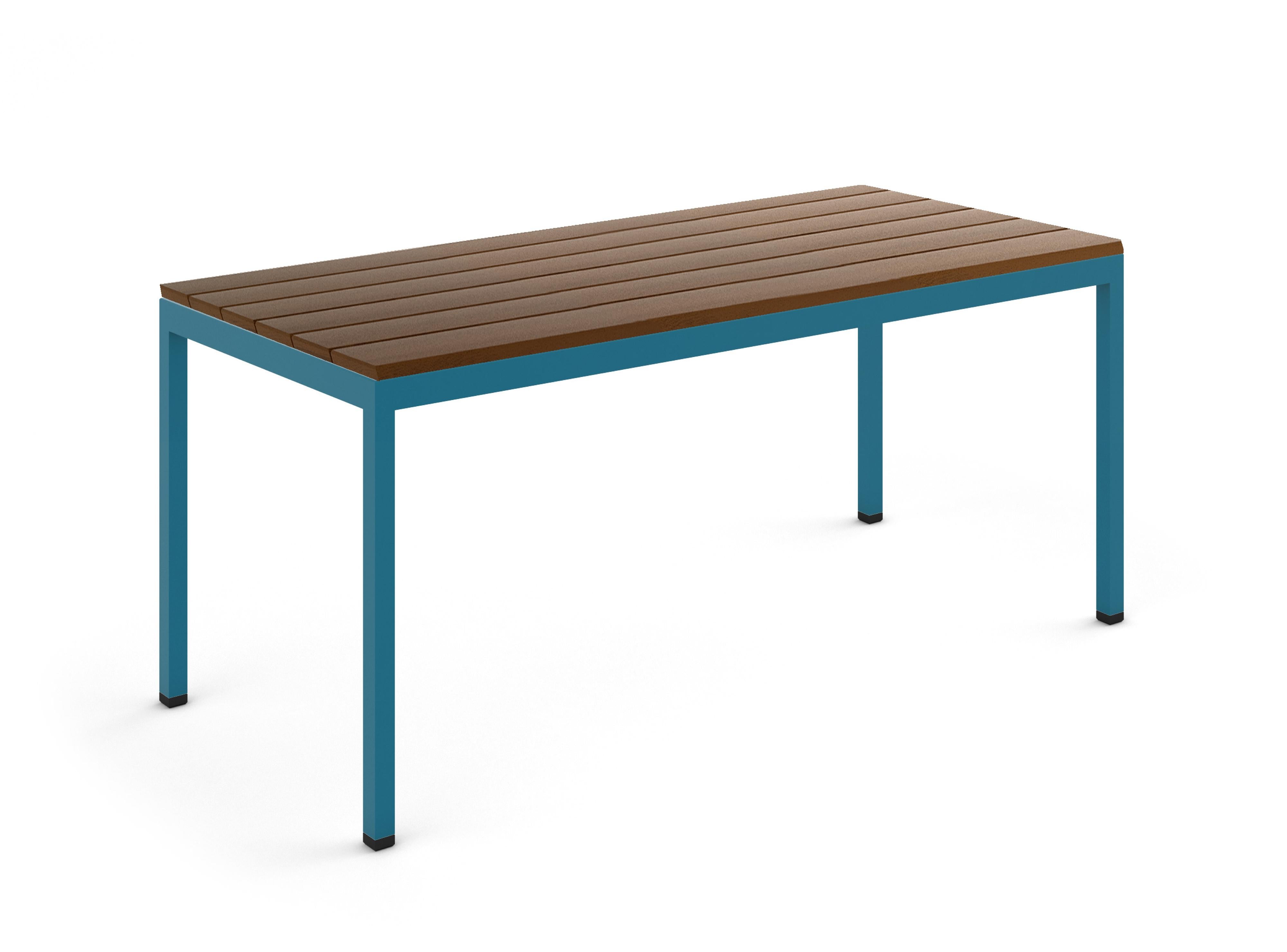 BICAtable Square Modern Outdoor Steel Table in Admiral with Ipê Wood 140x70cm For Sale 6