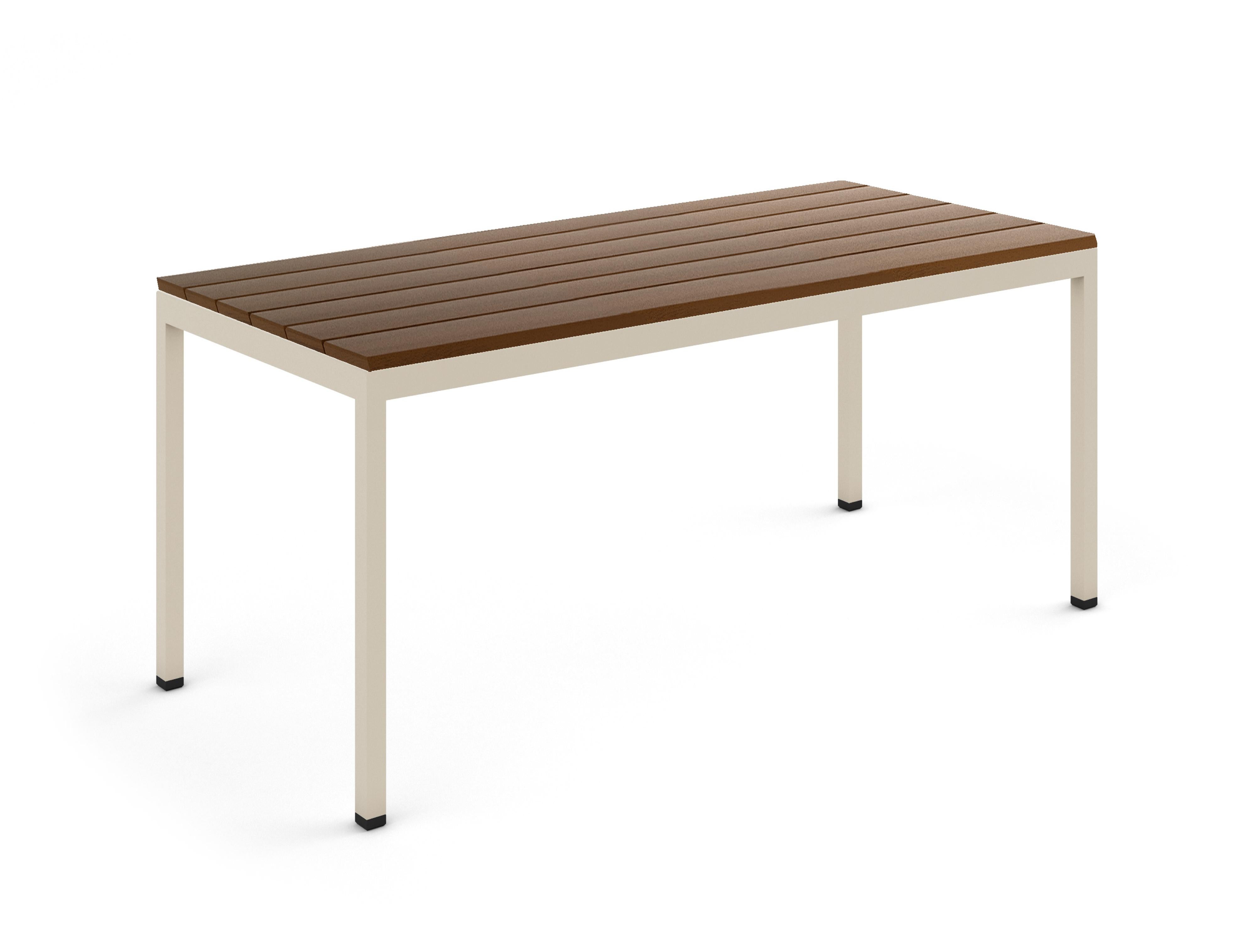BICAtable Square Modern Outdoor Steel Table in Admiral with Ipê Wood 140x70cm For Sale 8