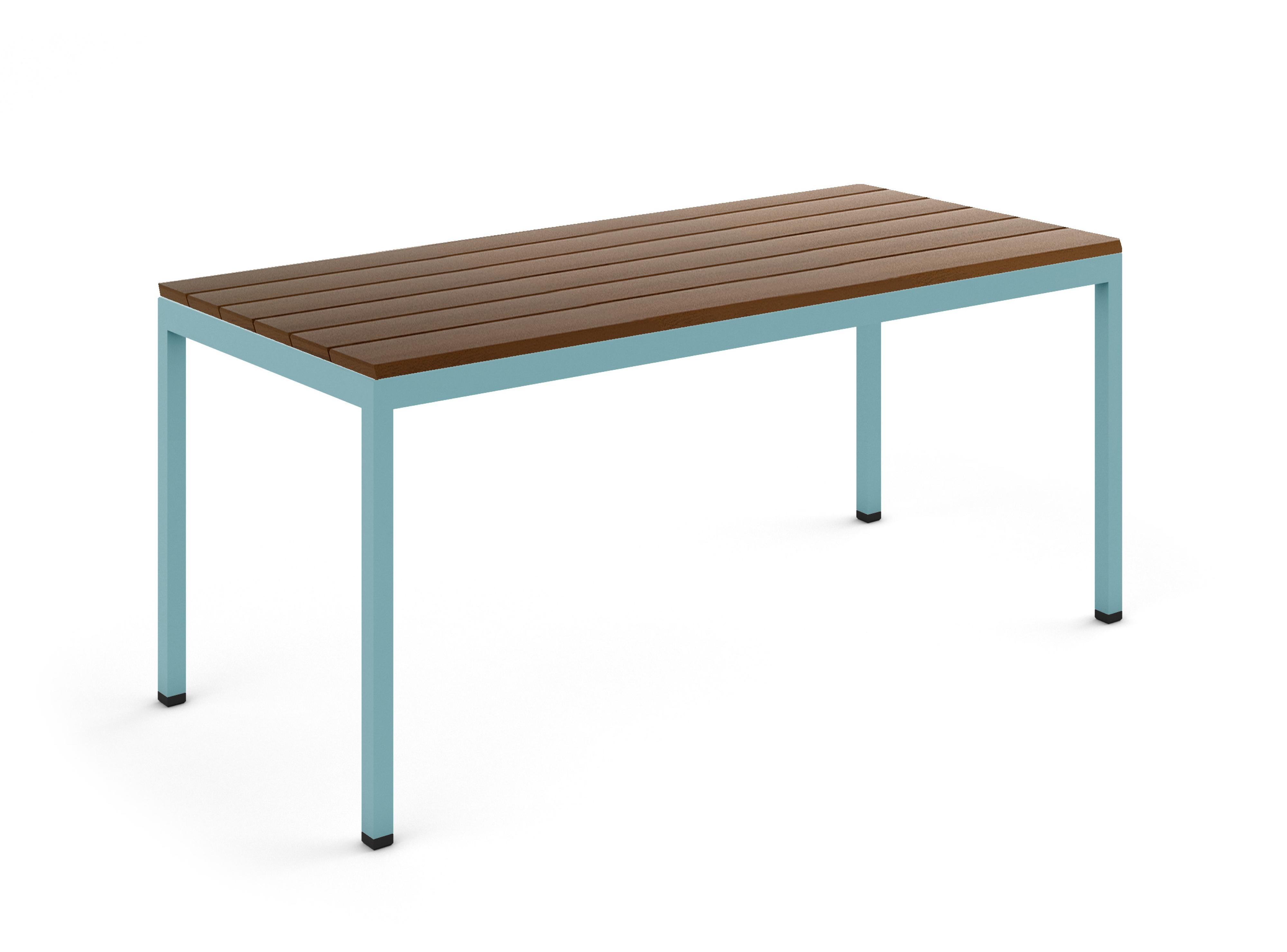 BICAtable Square Modern Outdoor Steel Table in Admiral with Ipê Wood 140x70cm For Sale 9