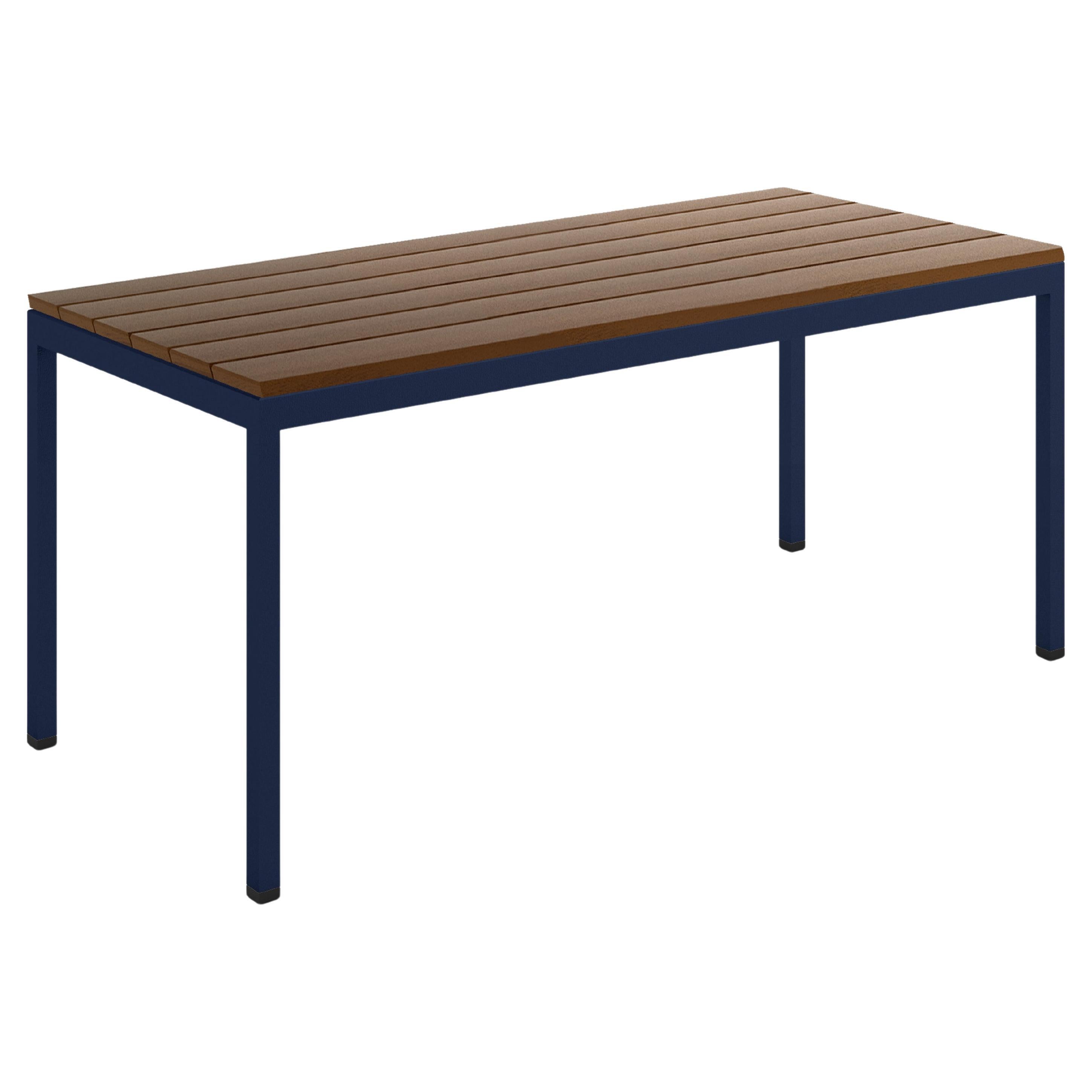 BICAtable Square Modern Outdoor Steel Table in Admiral with Ipê Wood 140x70cm