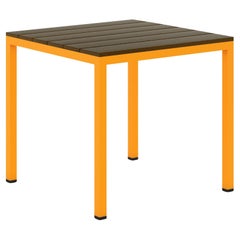 BICAtable Square Modern Outdoor Steel Table in Yellow with Ipê Wood 70x70cm