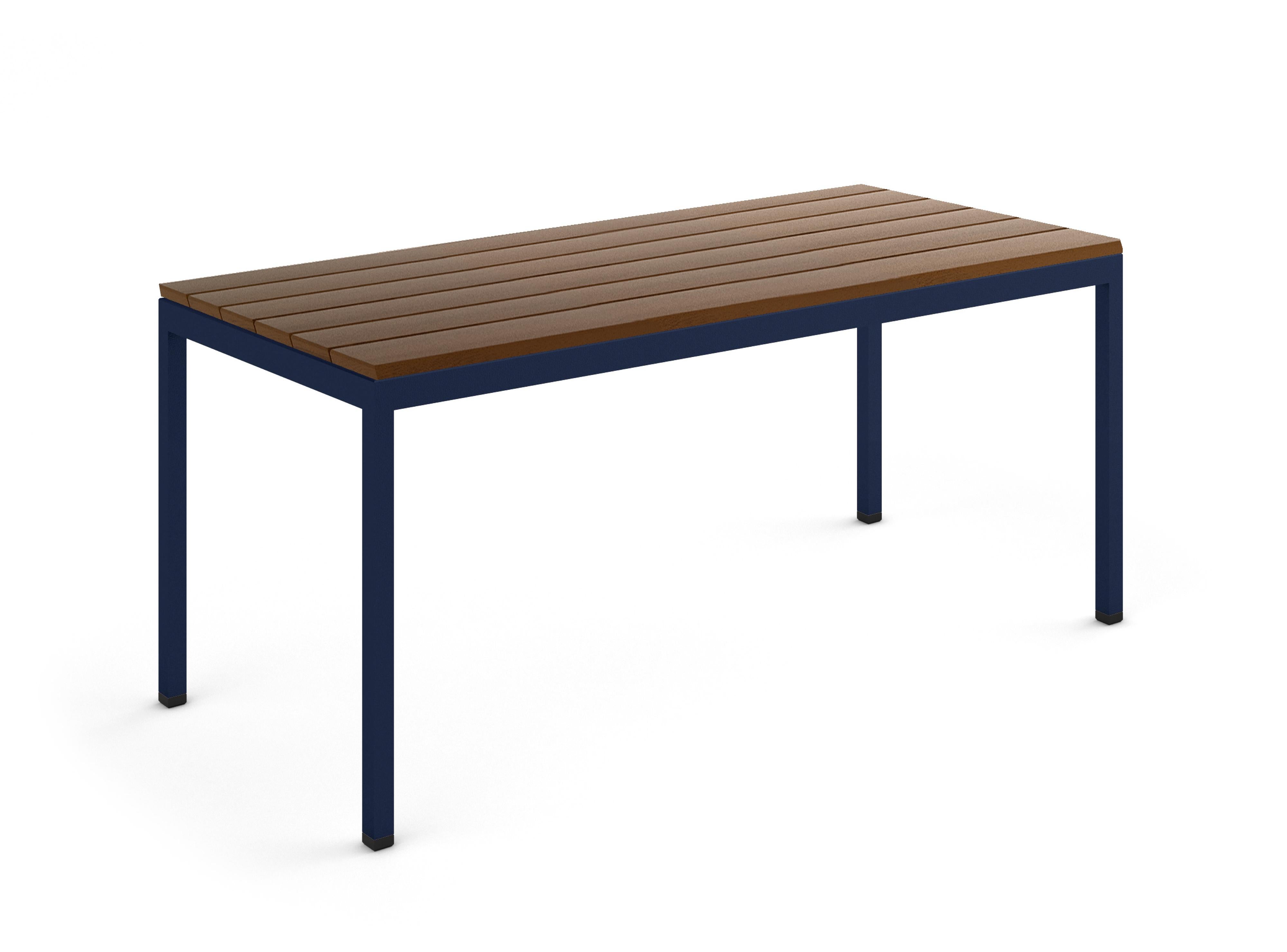 BICAtable Quadratischer Moderner Stahltisch für draußen in Gelb mit Ipê-Holz 140x70cm im Angebot 5