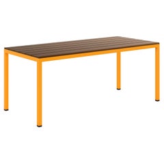 BICAtable Square Modern Outdoor Steel Table in Yellow with Ipê Wood 180x80cm