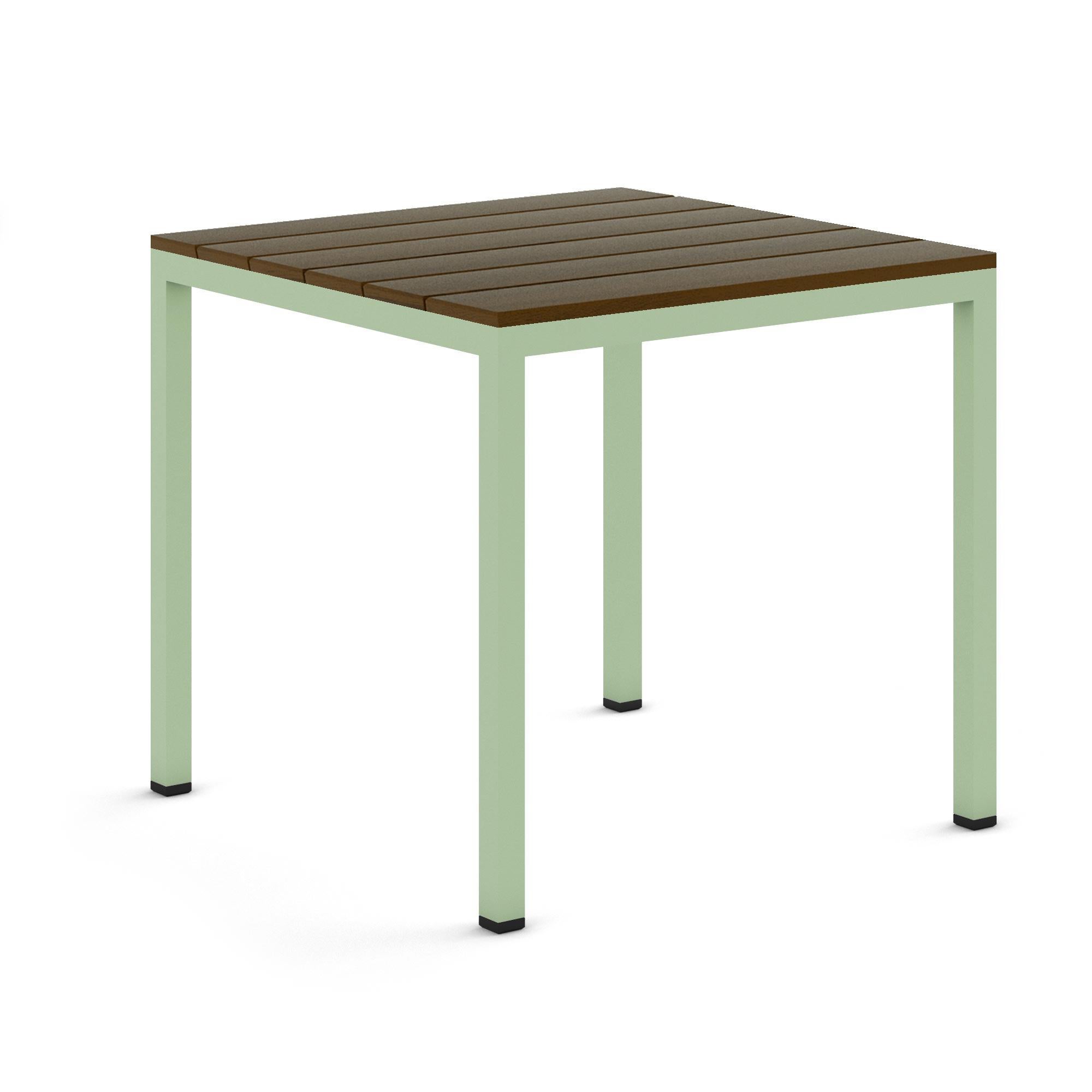 BICAtable Square Modern Outdoor Steel Table in Yellow with Ipê Wood 80x80cm For Sale 1