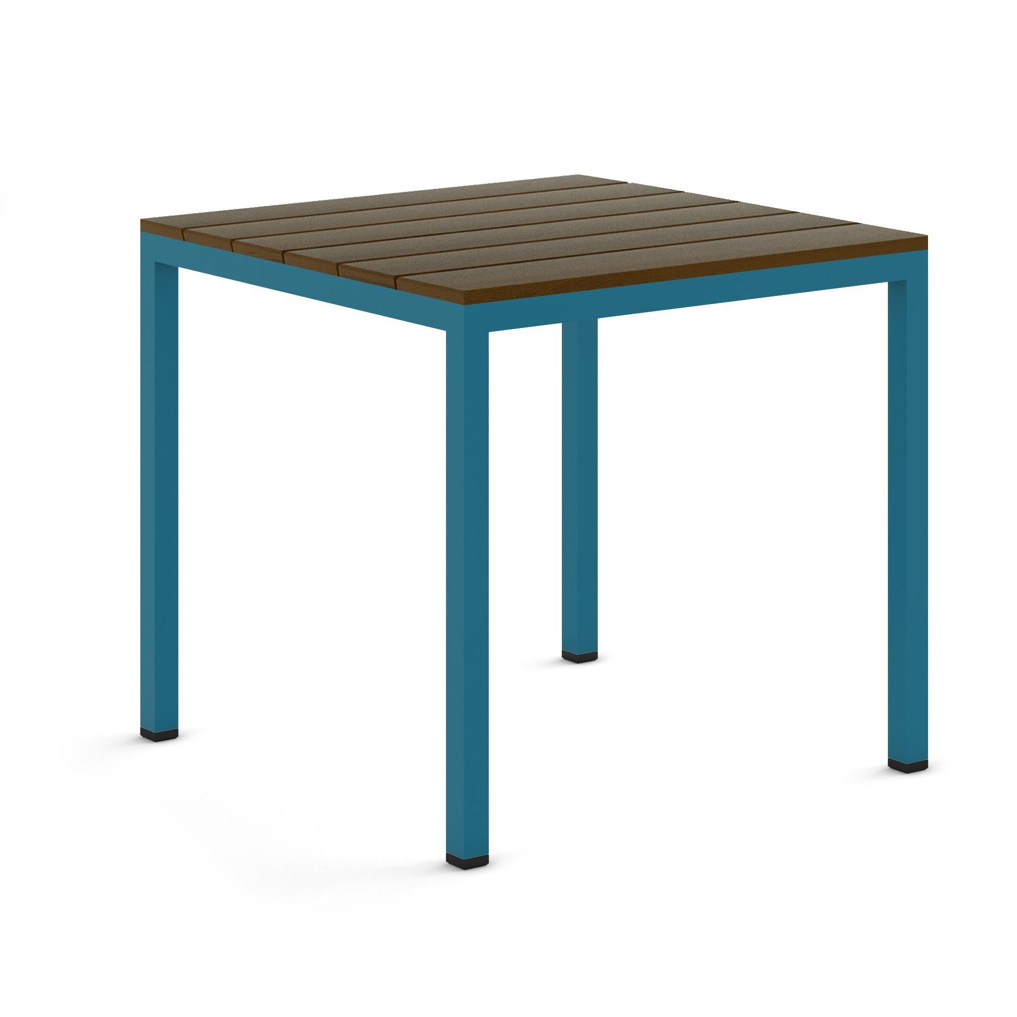 BICAtable Square Modern Outdoor Steel Table in Yellow with Ipê Wood 80x80cm For Sale 2