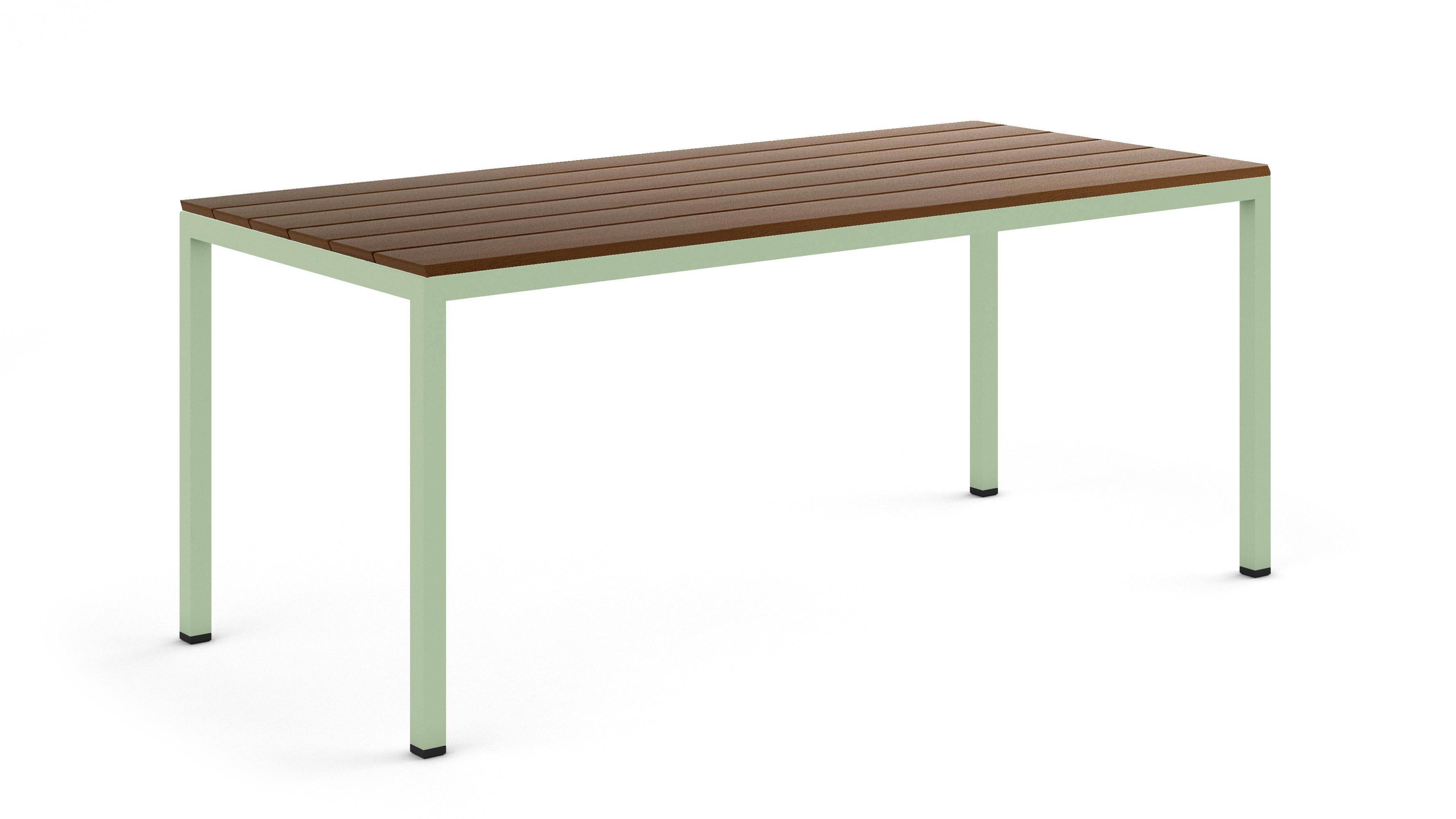 BICAtable Quadratischer Moderner Stahltisch für draußen in Gelb mit Ipê-Holz 180x80cm im Angebot 7