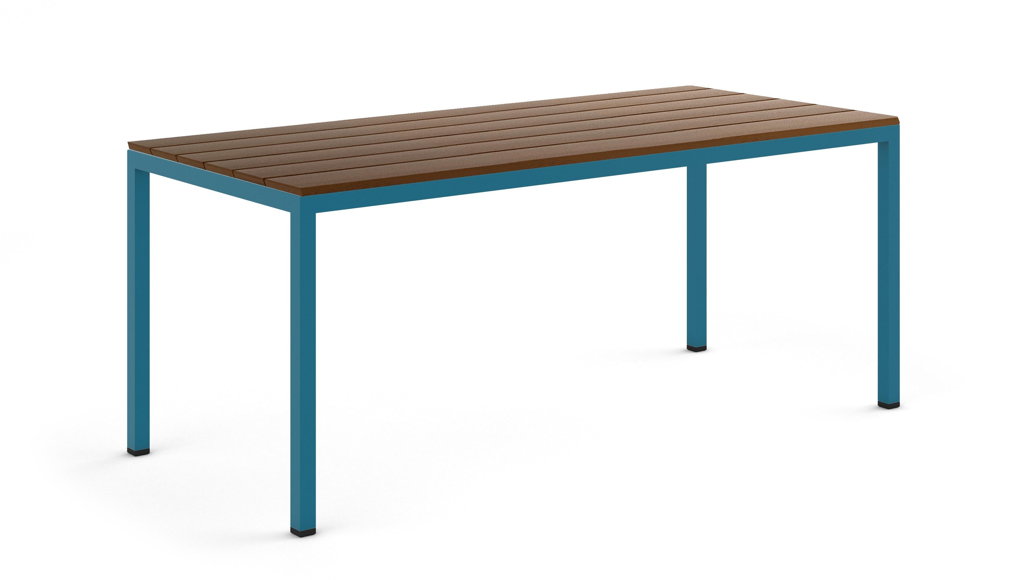 BICAtable Quadratischer Moderner Stahltisch für draußen in Gelb mit Ipê-Holz 180x80cm im Angebot 8