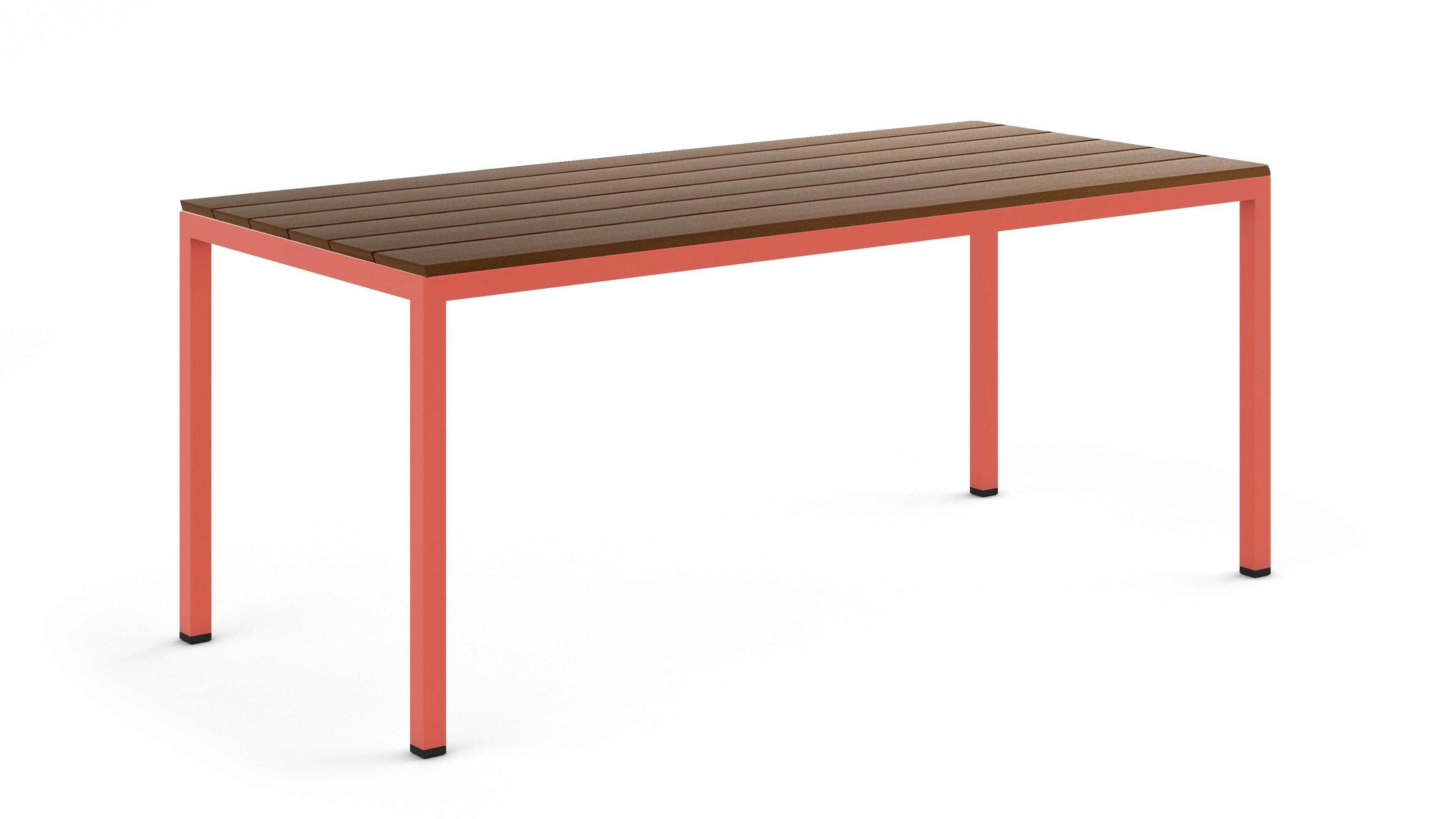BICAtable Quadratischer Moderner Stahltisch für draußen in Gelb mit Ipê-Holz 180x80cm im Angebot 9