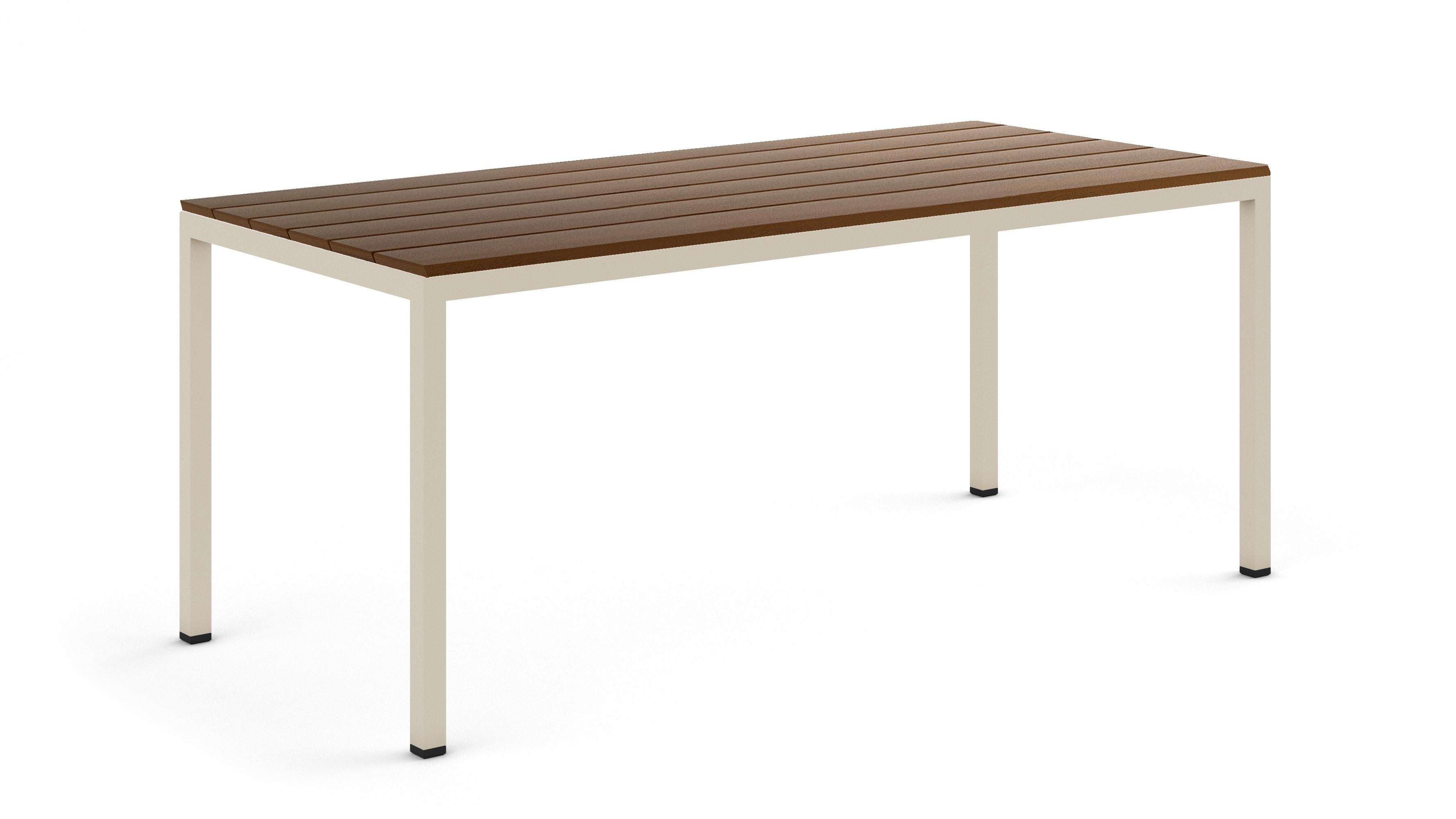 BICAtable Quadratischer Moderner Stahltisch für draußen in Gelb mit Ipê-Holz 180x80cm im Angebot 10