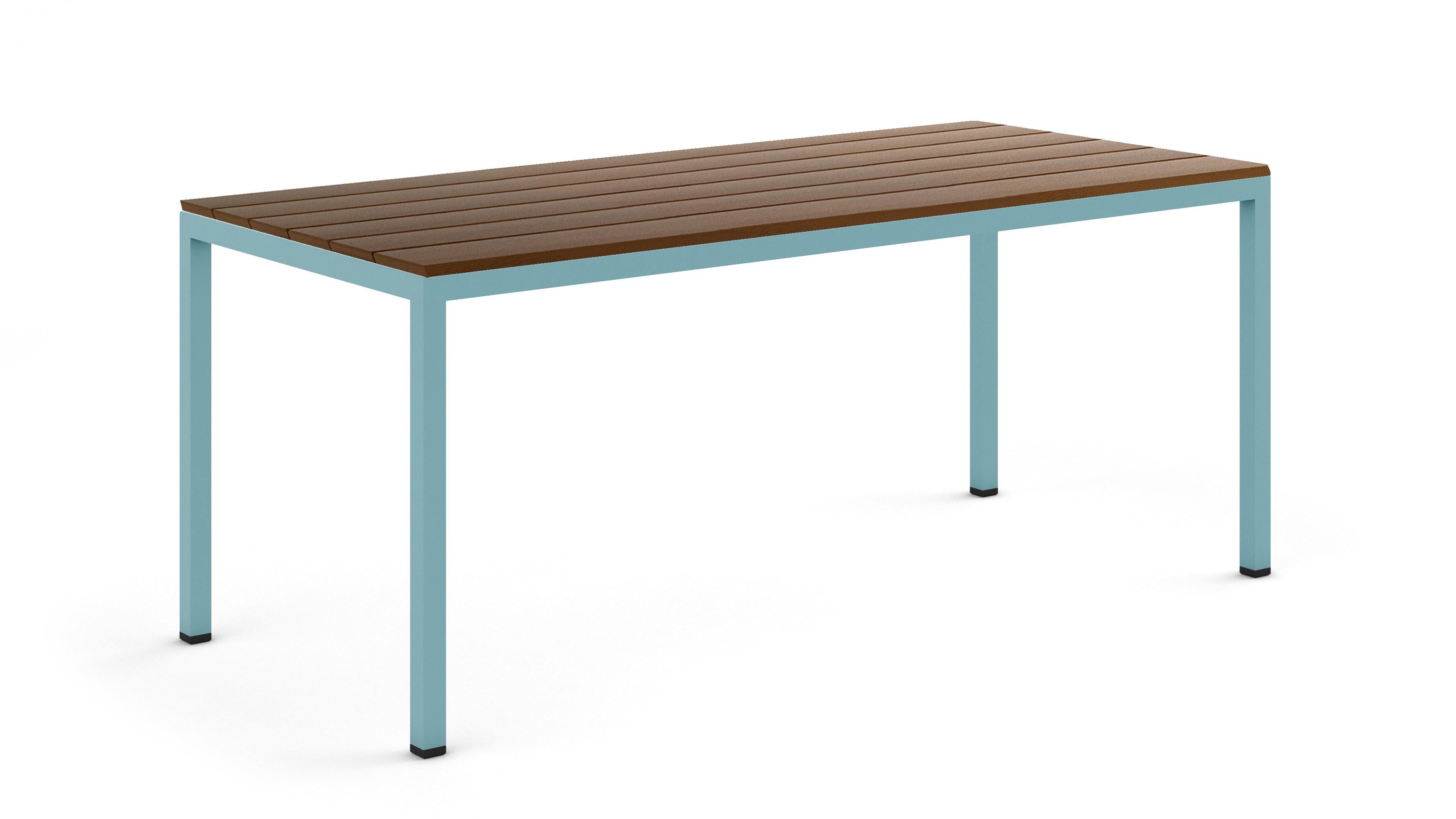 BICAtable Quadratischer Moderner Stahltisch für draußen in Gelb mit Ipê-Holz 180x80cm im Angebot 11