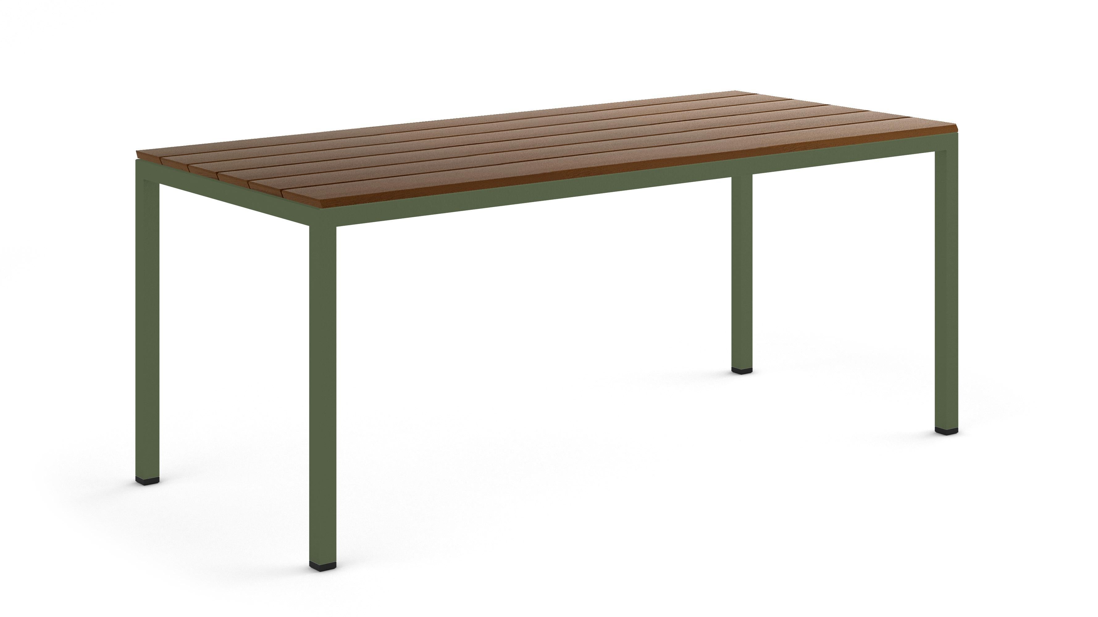 BICAtable Quadratischer Moderner Stahltisch für draußen in Gelb mit Ipê-Holz 180x80cm im Angebot 13
