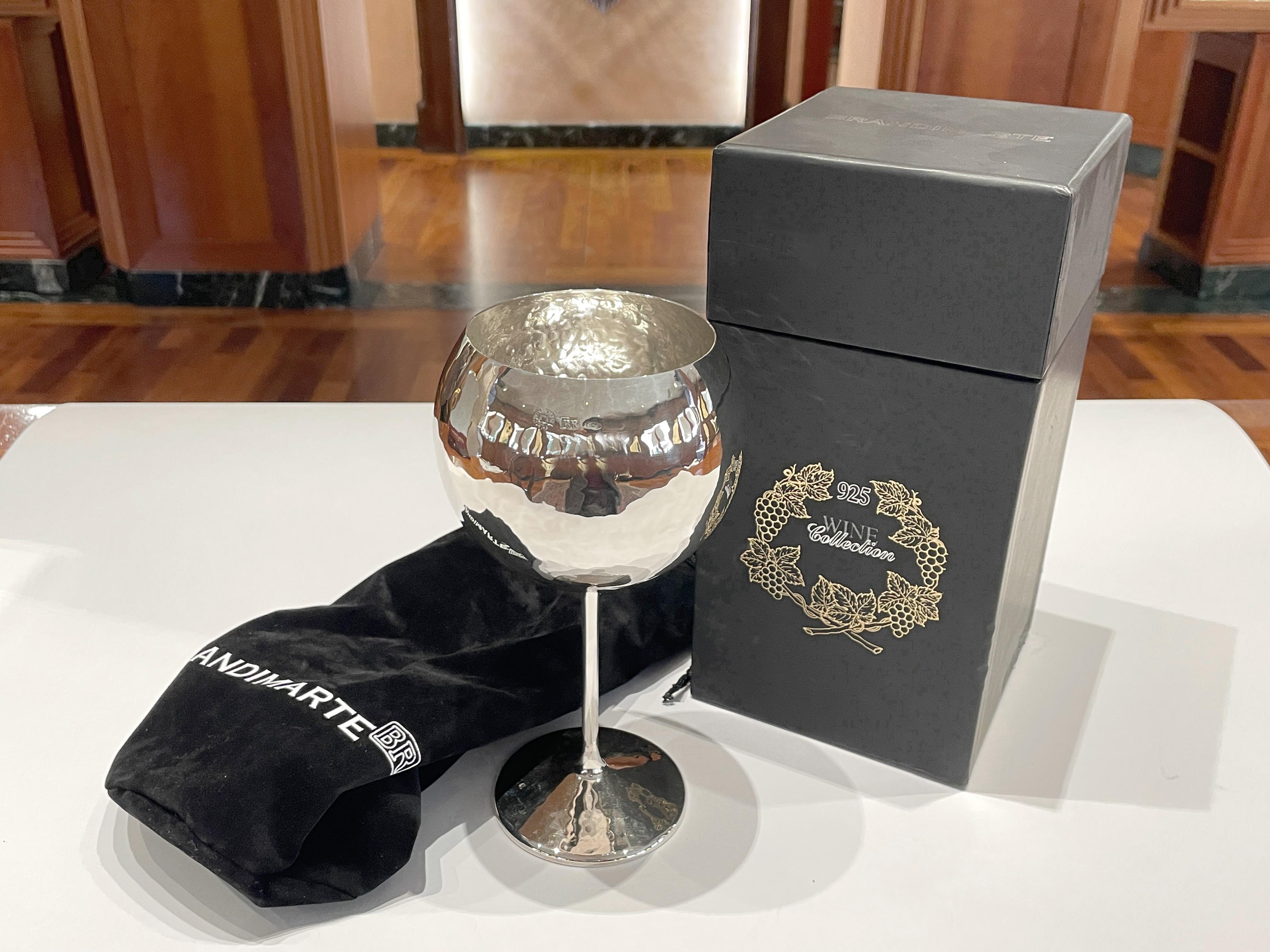 Brandimarte Weinkelch aus 925er Sterlingsilber im Angebot 7