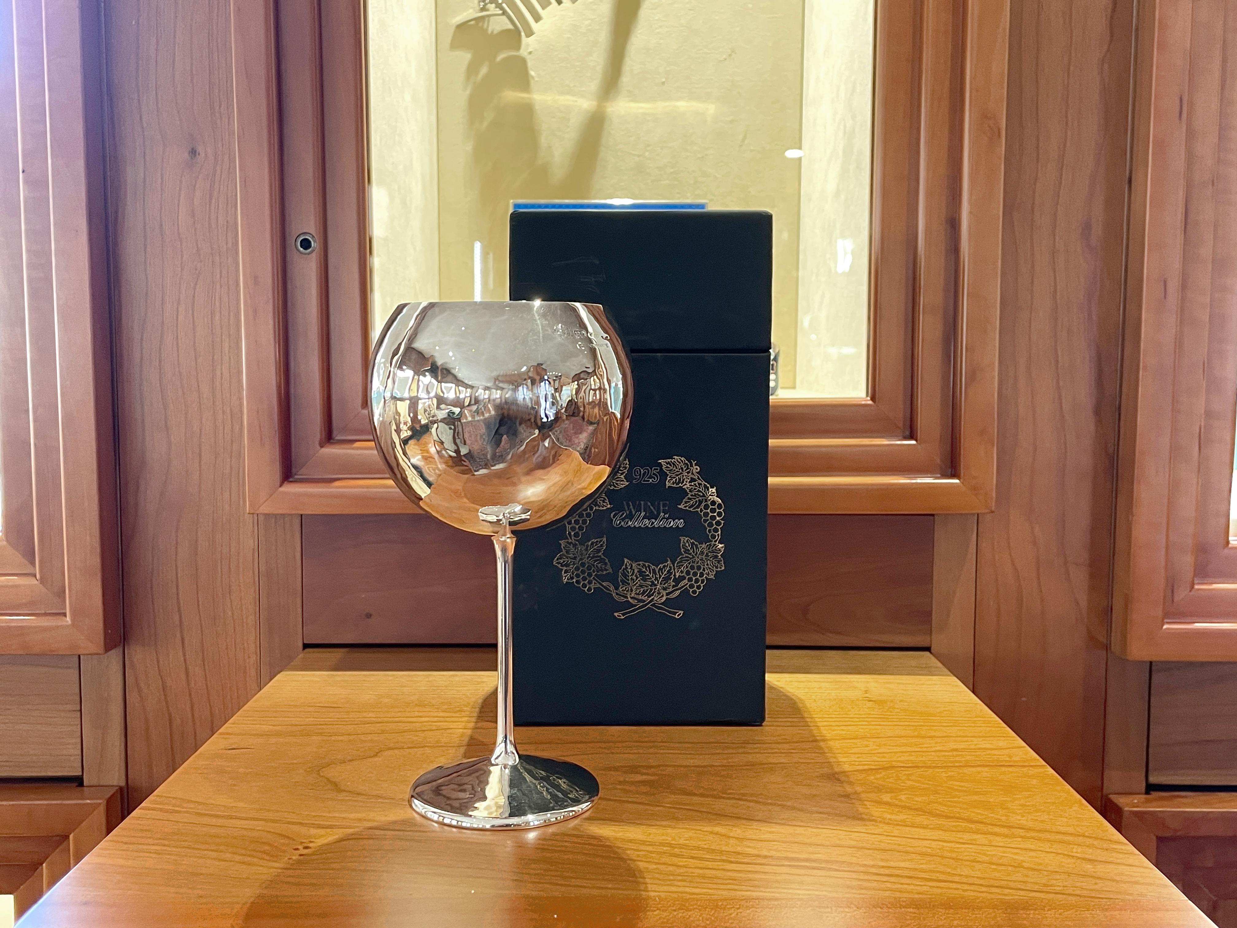 Brandimarte wine goblet in 925 sterling silver For Sale 8