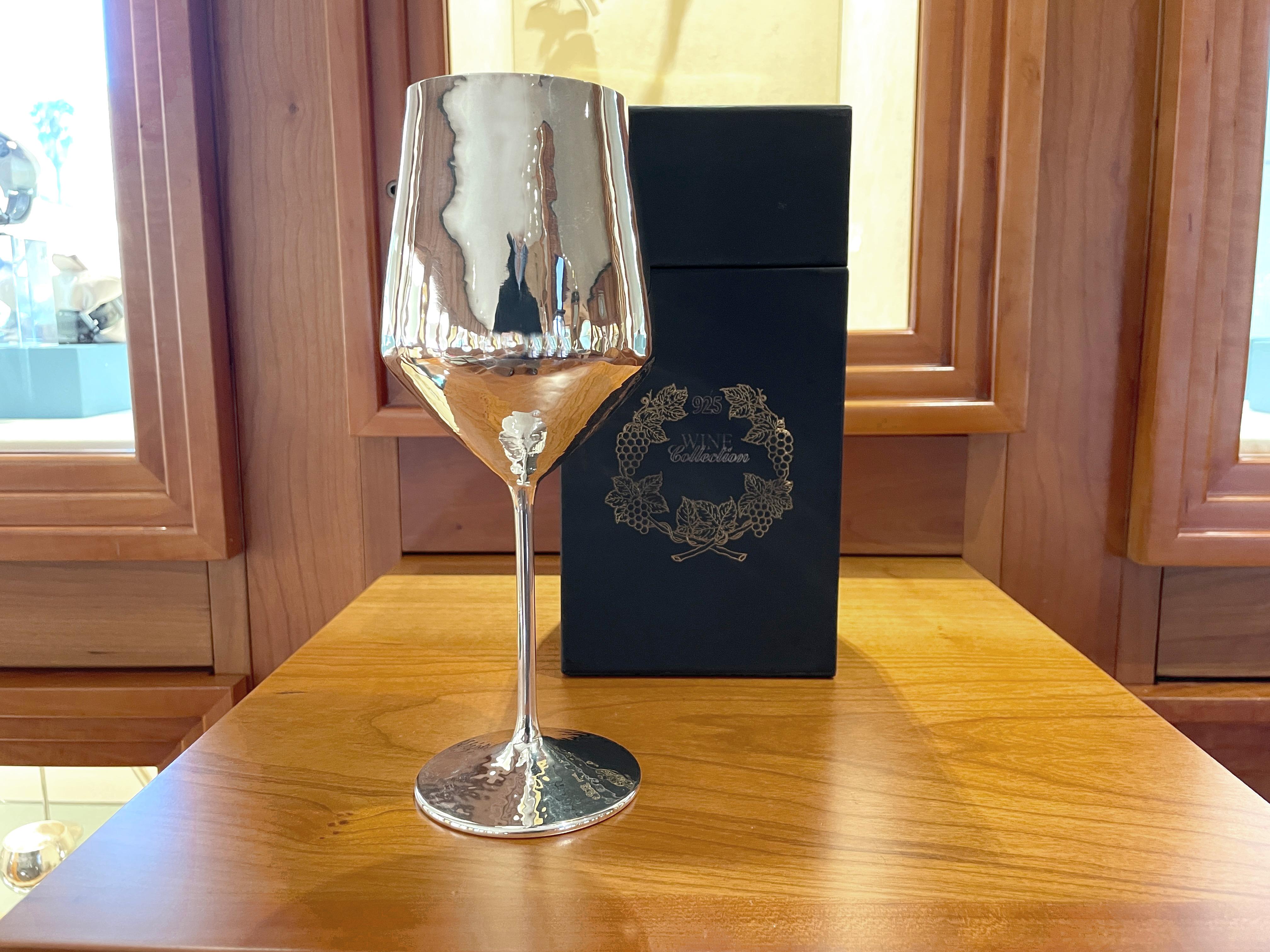Brandimarte Copa de vino de plata de ley 925 con diamantes en venta 5