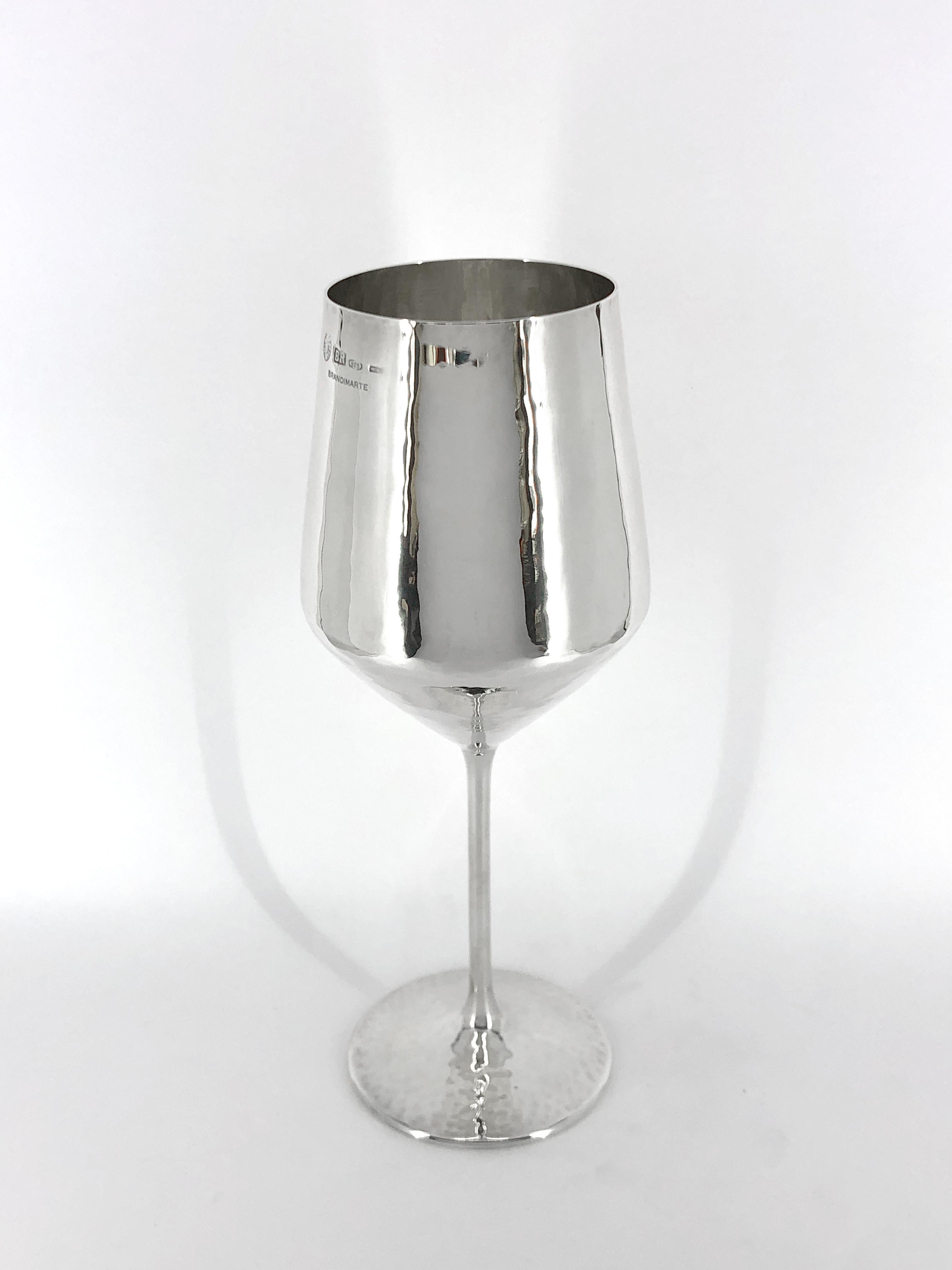 Brandimarte Copa de vino de plata de ley 925 con diamantes en venta 7