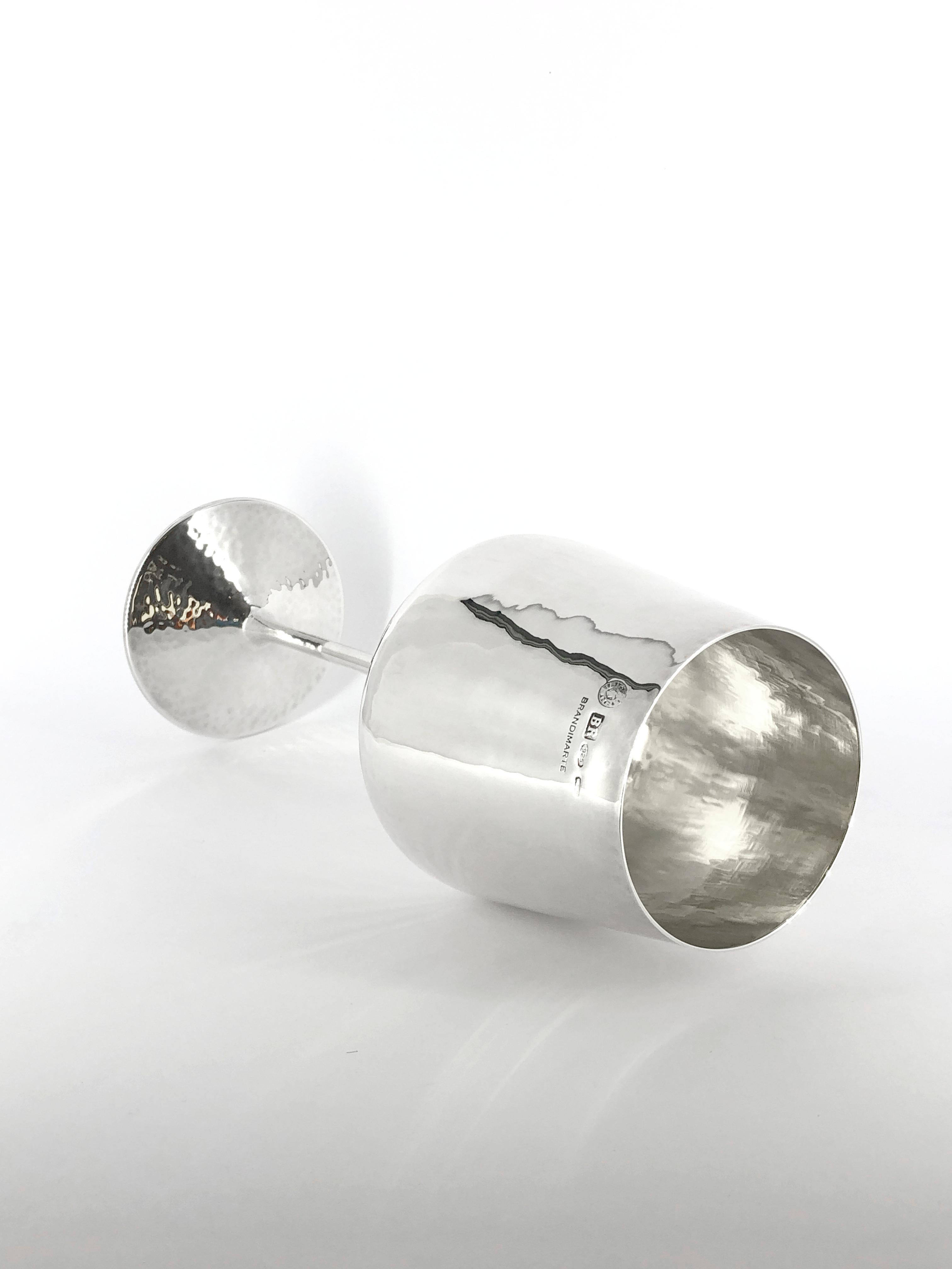 Brandimarte Copa de vino de plata de ley 925 con diamantes en venta 8