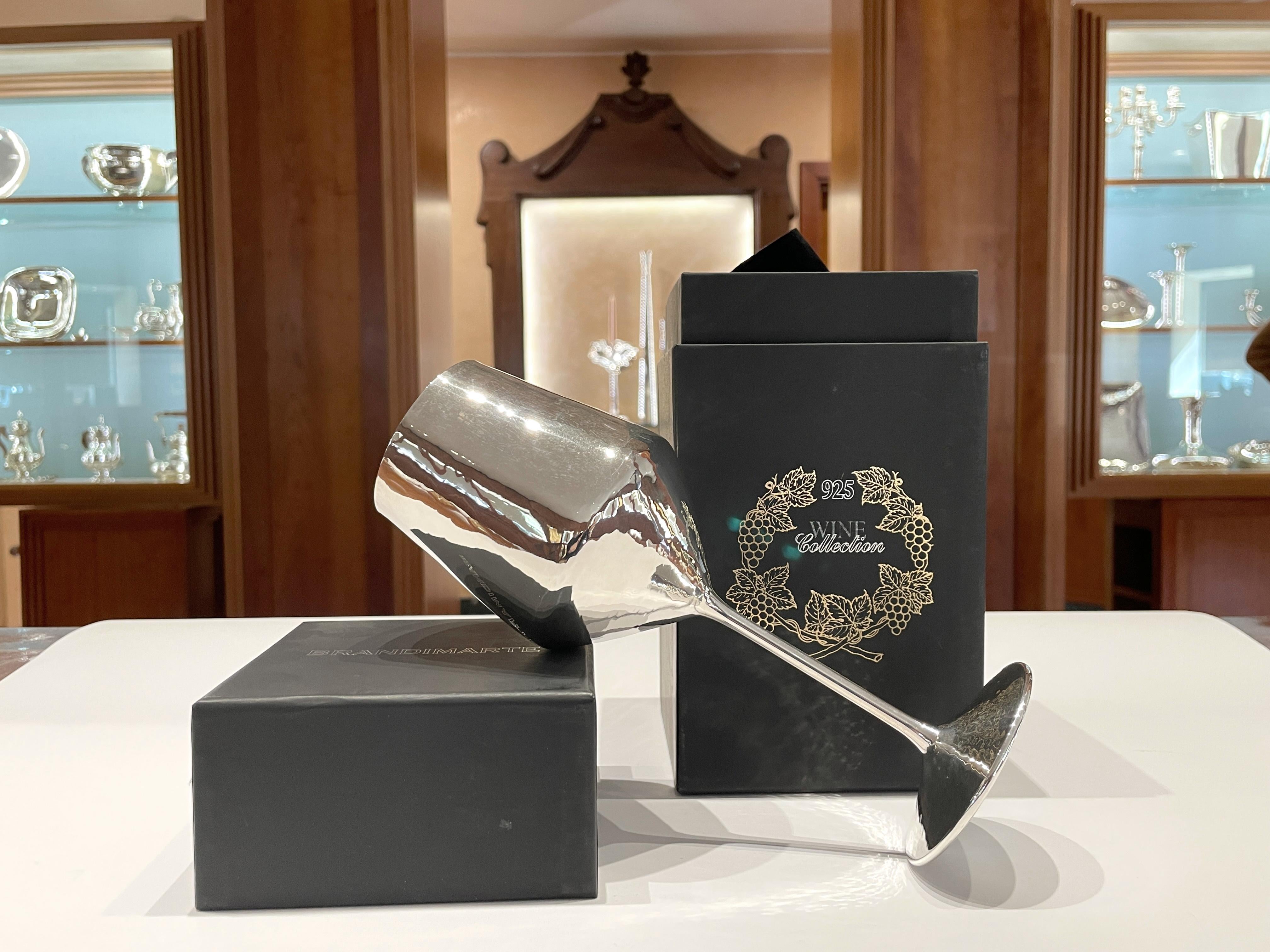 Brandimarte Copa de vino de plata de ley 925 con diamantes en venta 4