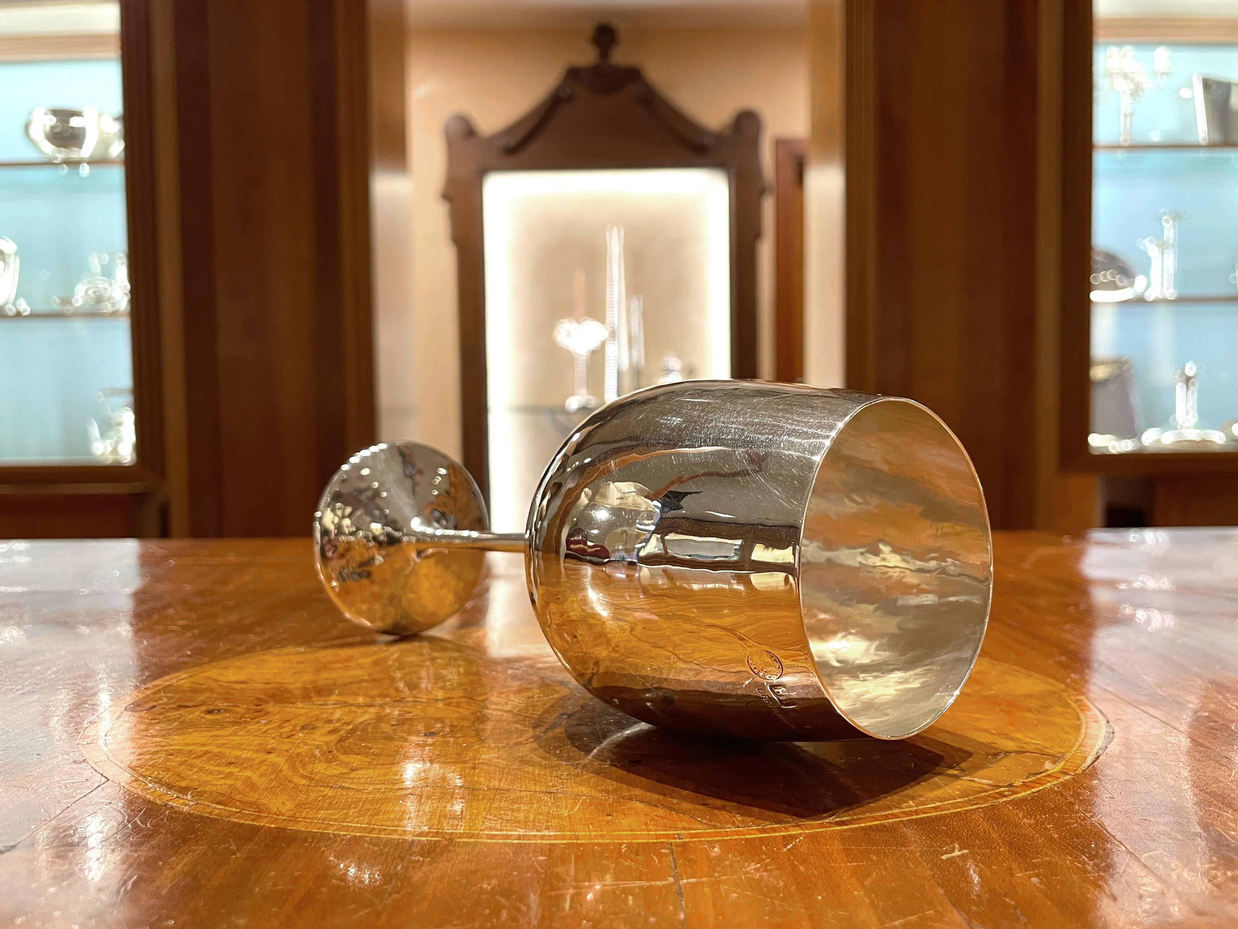 Brandimarte 925 sterling silver tulip wine glass In New Condition For Sale In Perugia, IT