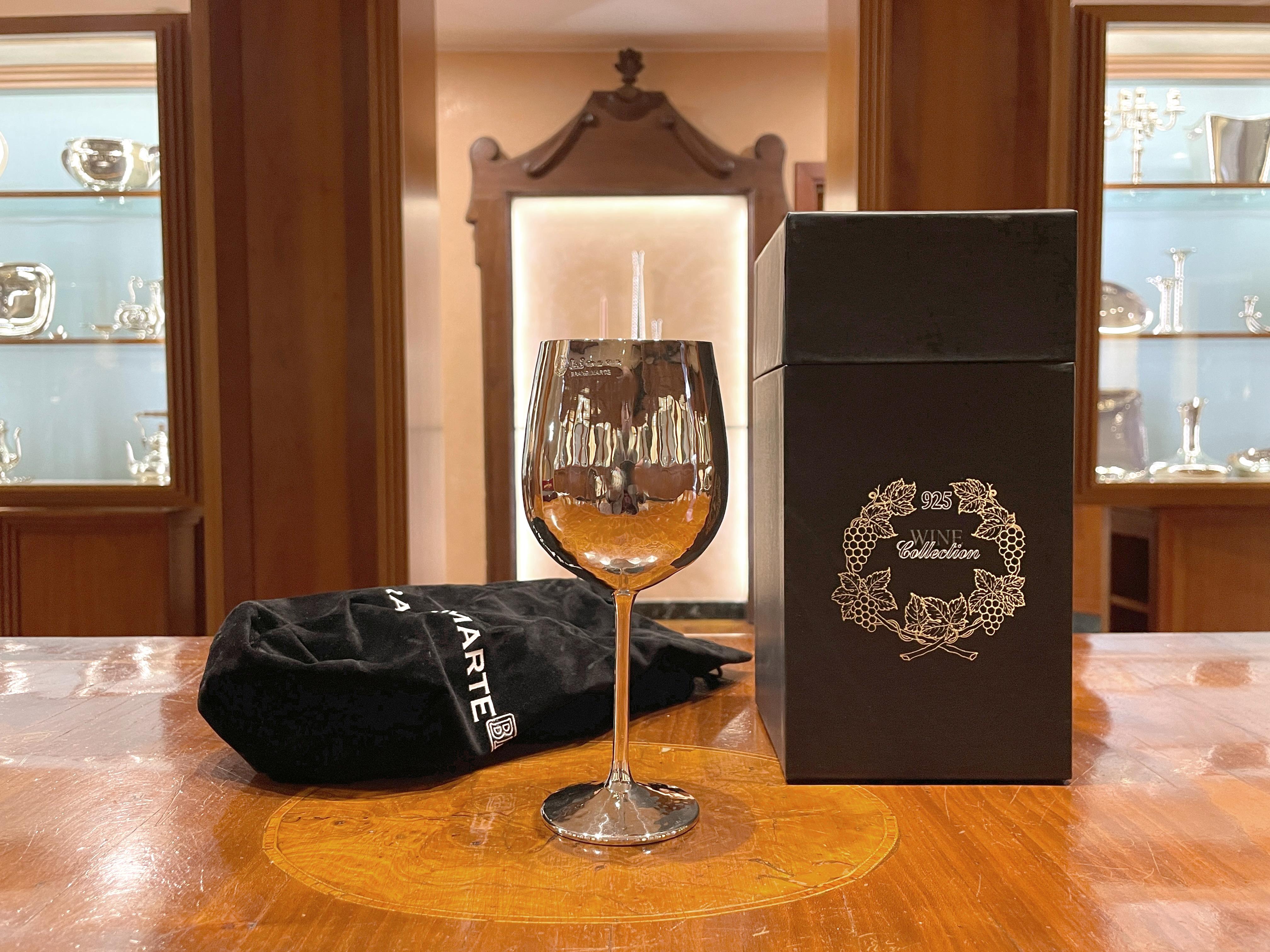 Women's or Men's Brandimarte 925 sterling silver tulip wine glass For Sale
