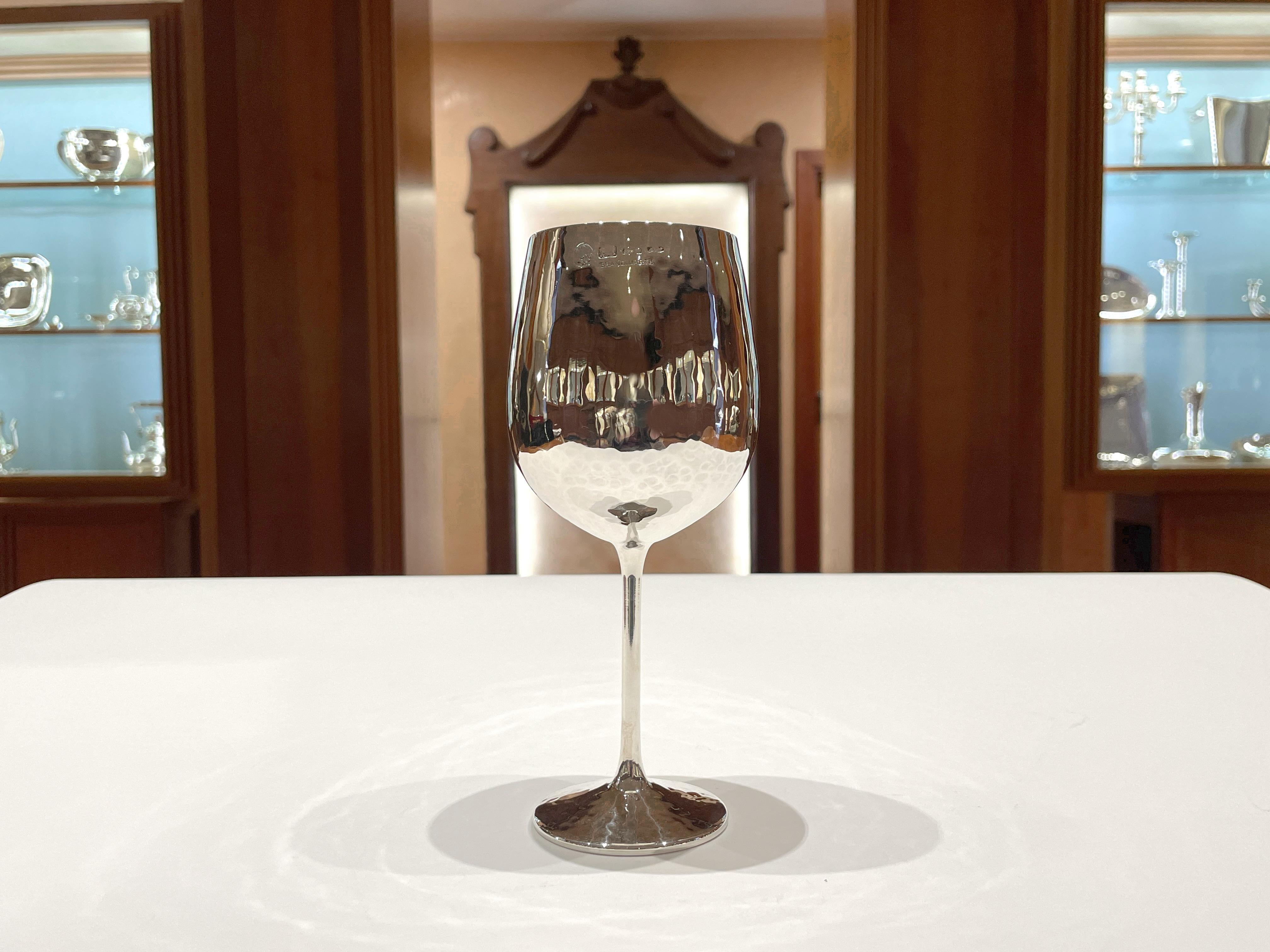 Brandimarte 925 sterling silver tulip wine glass For Sale 3