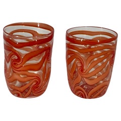 Bicchiere GOTO "NODI" rosso in vetro di Murano by Eros Raffael