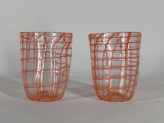 GOTO "RETE" orange Murano glass tumbler by Eros Raffael