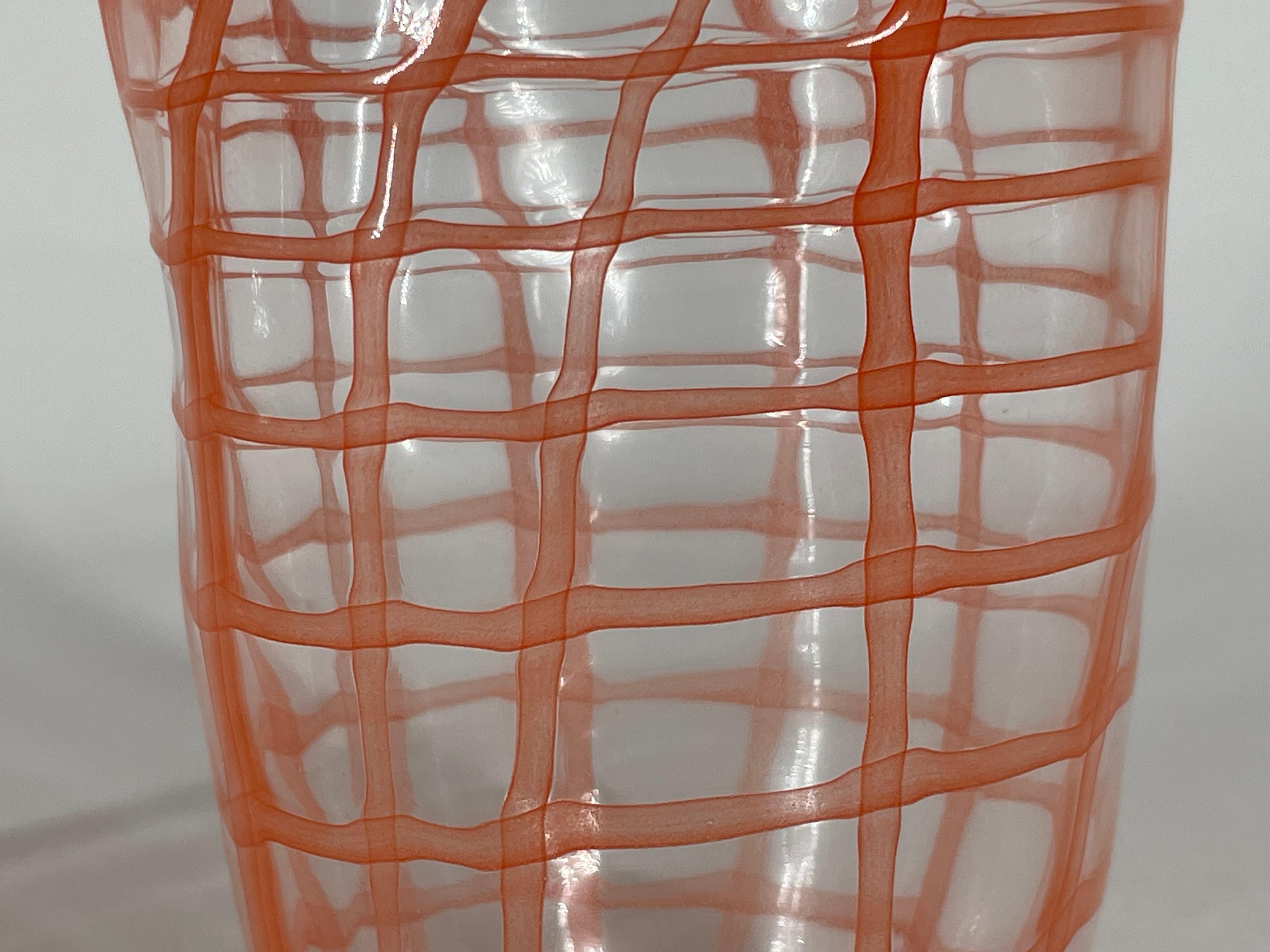GOTO 'RETE' Becher aus orangefarbenem Muranoglas von Eros Raffael im Zustand „Neu“ im Angebot in Martellago, IT