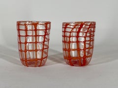 Red GOTO "RETE" Glass in Murano Glass by Eros Raffael