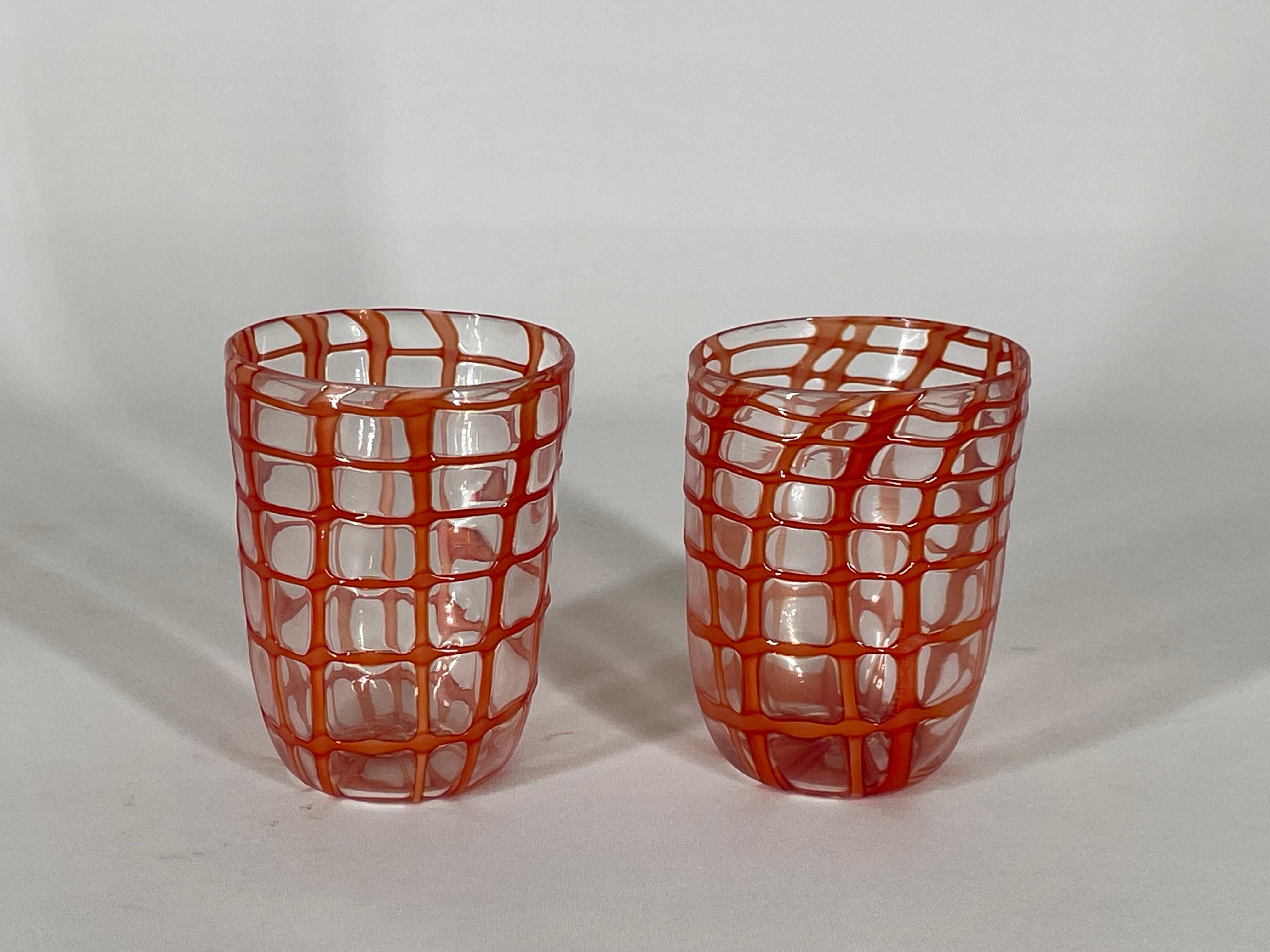 Rotes Muranoglas GOTO 'RETE' Glas von Eros Raffael (Arts and Crafts) im Angebot