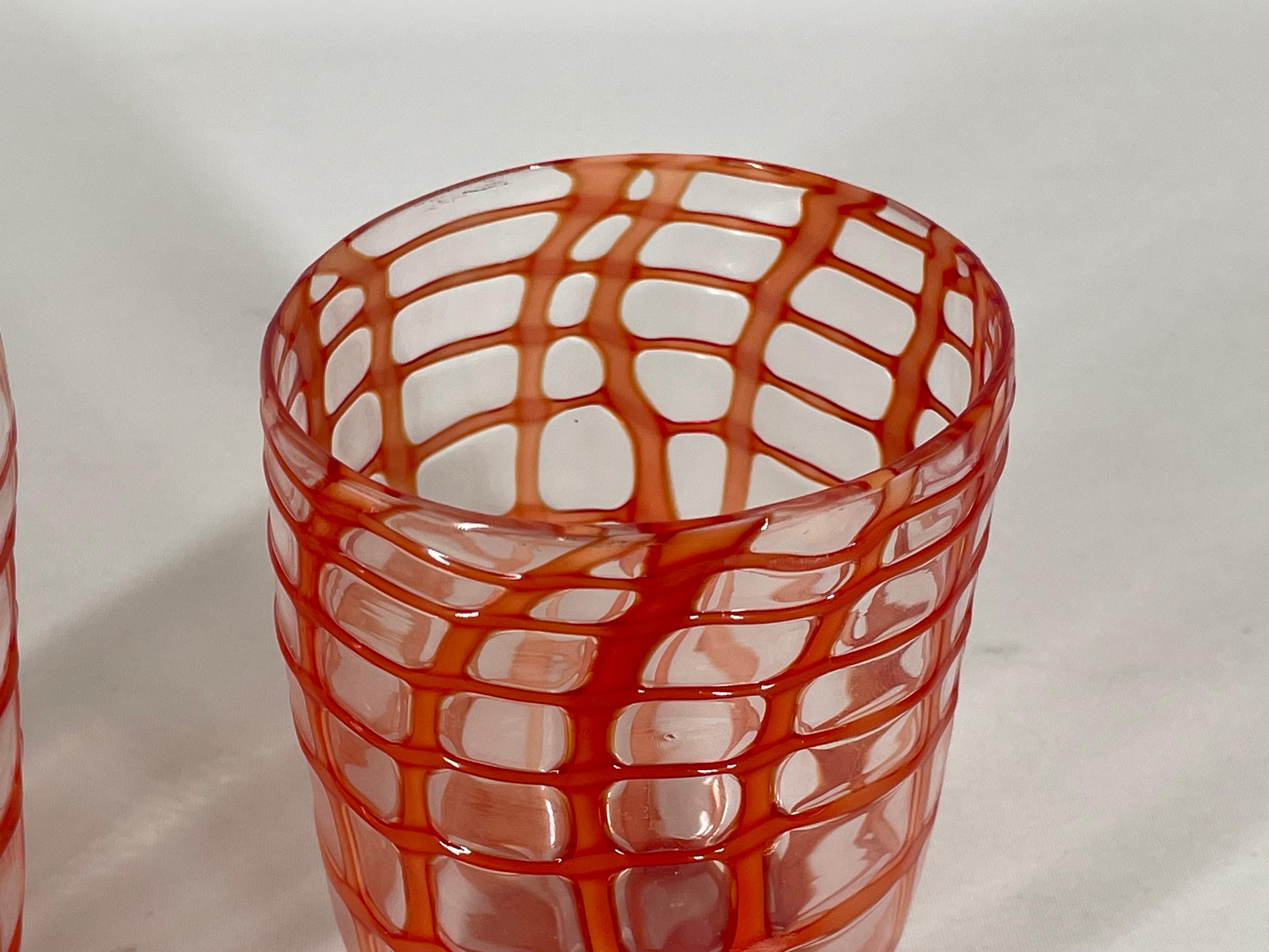 Rotes Muranoglas GOTO 'RETE' Glas von Eros Raffael (Handgefertigt) im Angebot