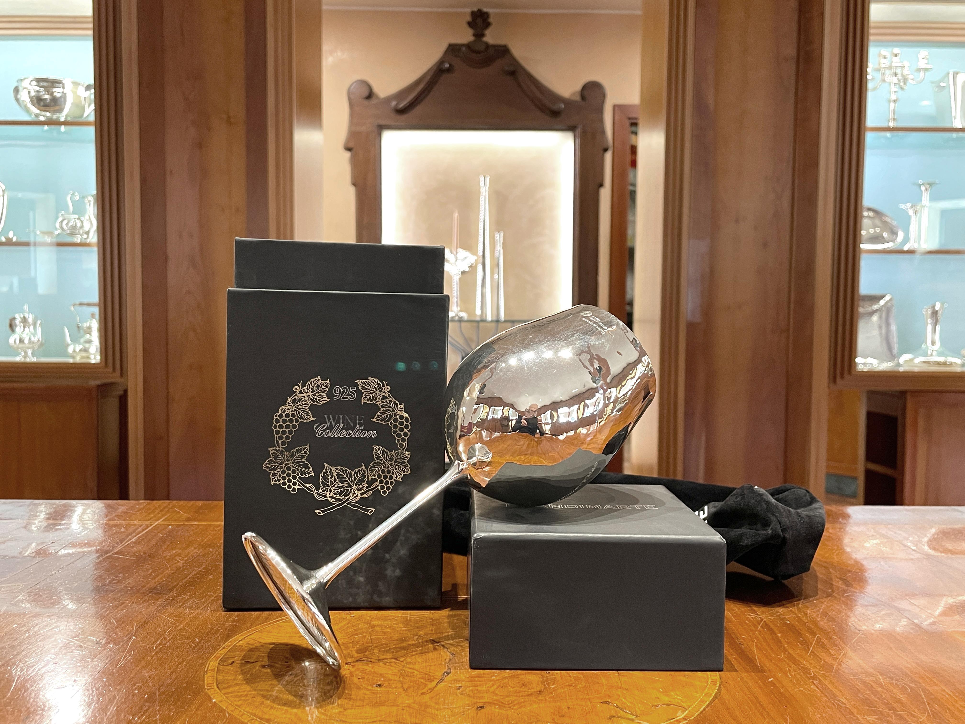 Brandimarte 925 Sterling Silber großes Weinglas in Tulpenform im Angebot 5