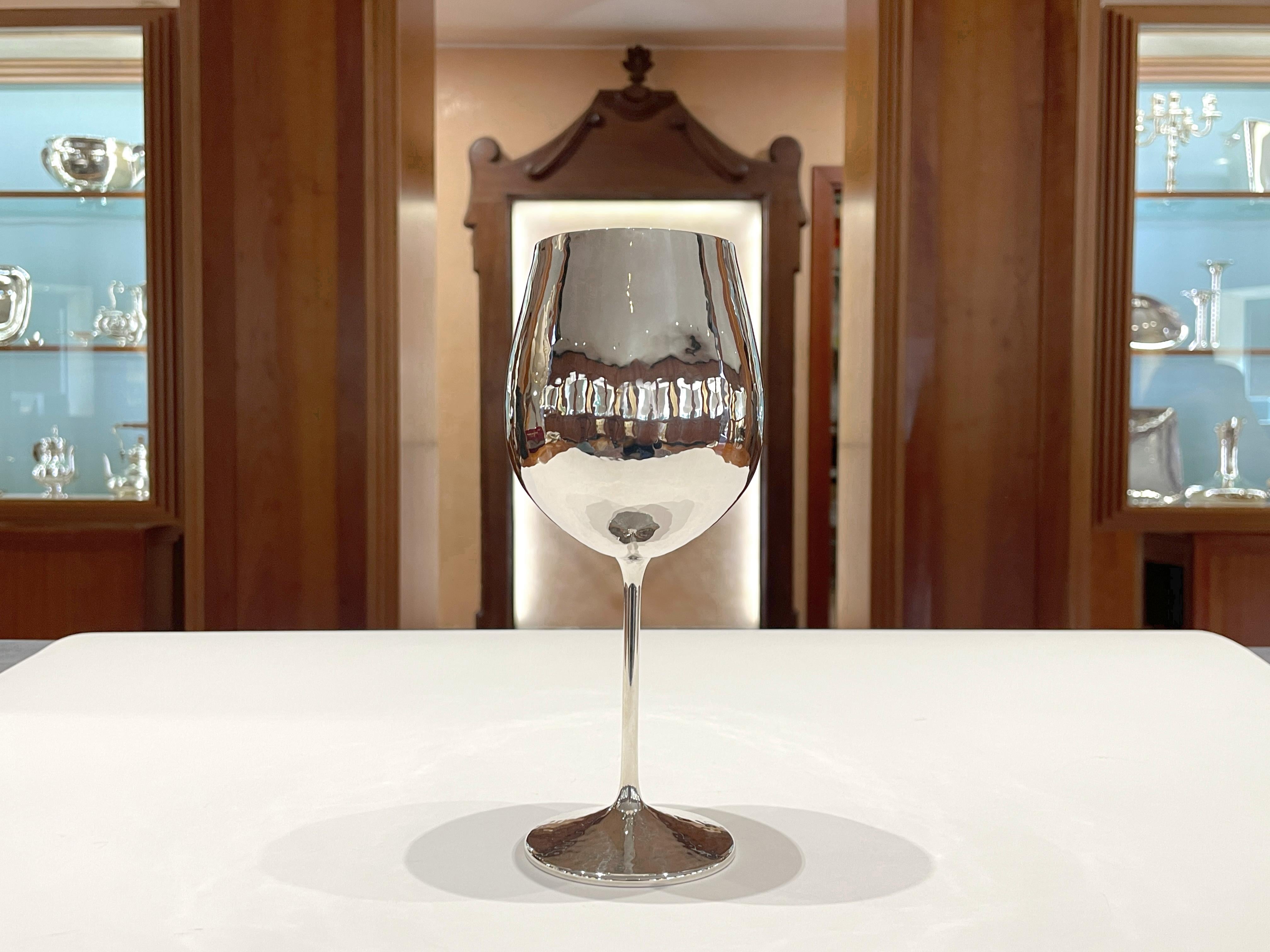 Brandimarte 925 Sterling Silber großes Weinglas in Tulpenform im Angebot 2