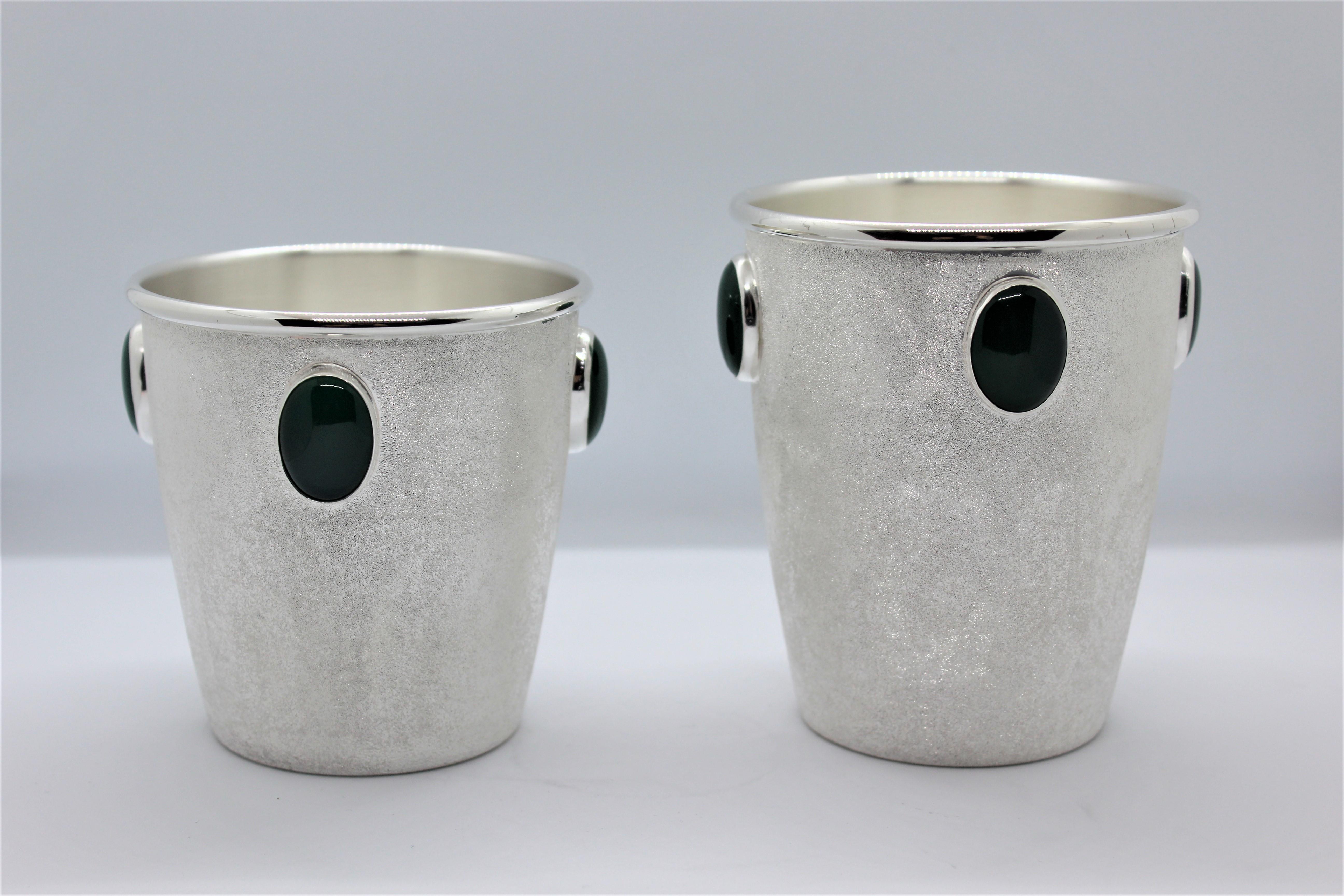 K-over sterling silver glasses with green stones
Our sterling silver tumblers are part of our newest collection. This glass will make your table special every day and even more special on important occasions. The glass was made entirely by hand in