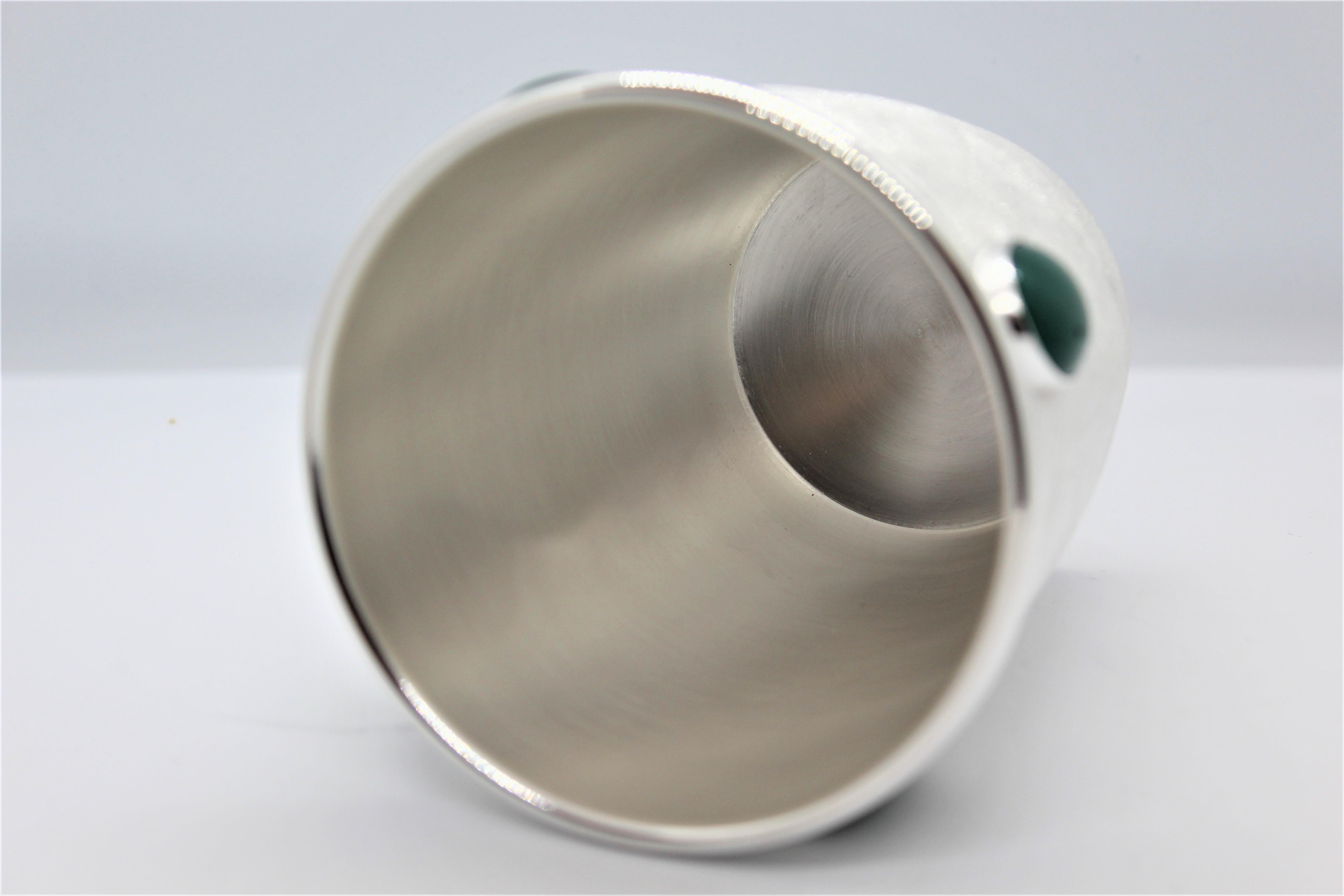 Copa de vino Luxory, Regalo de Navidad, Piedras verdes, Tamaño pequeño, Plata maciza, Italia Italian en venta