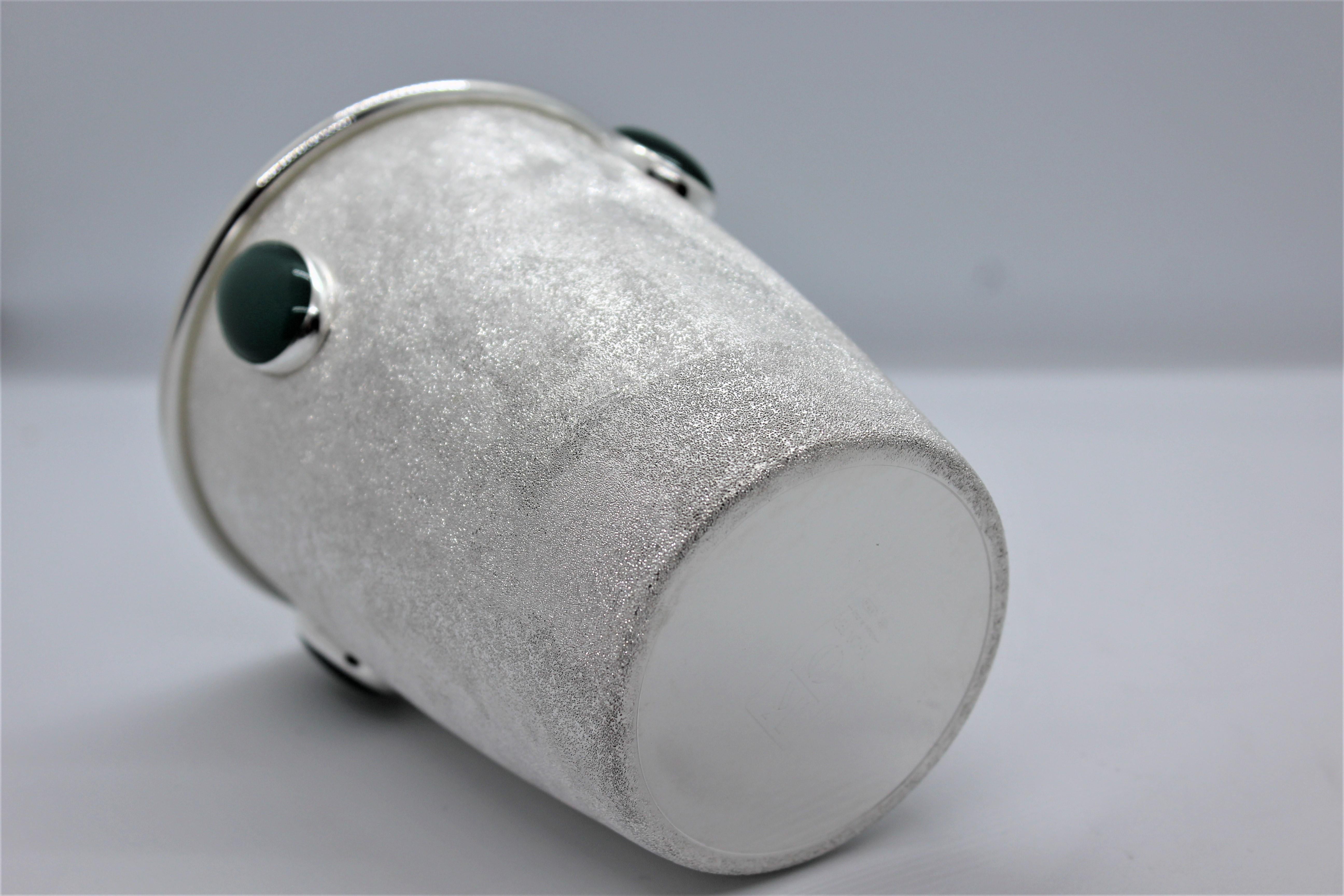 Copa de vino Luxory, Regalo de Navidad, Piedras verdes, Tamaño pequeño, Plata maciza, Italia en Nuevo estado para la venta en Firenze, IT