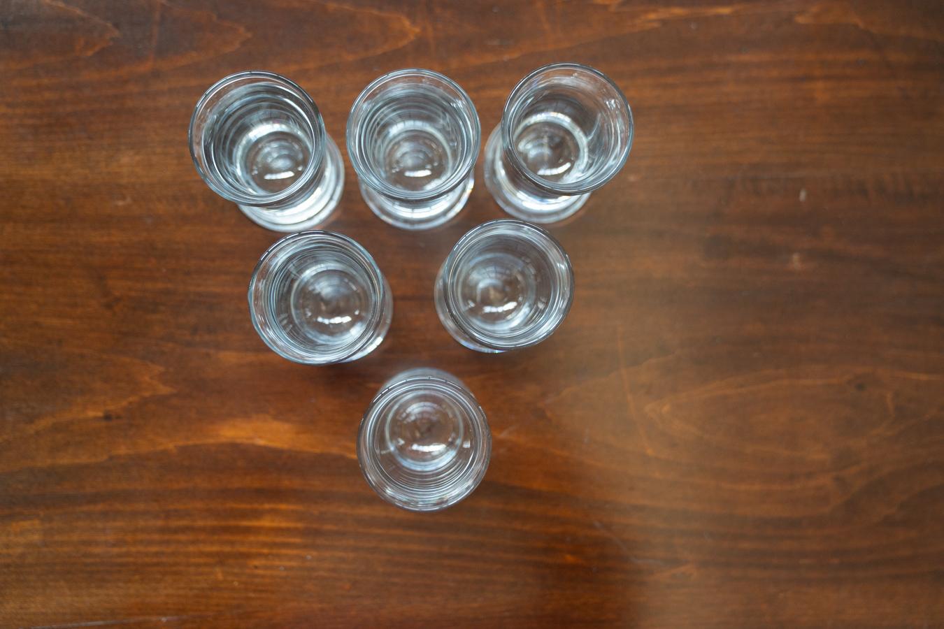Late 20th Century Low crystal liquor glasses, set of 6, 1970s For Sale