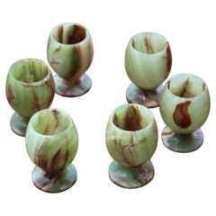 Green Onyx Liqueur Glasses, Italy, 1950