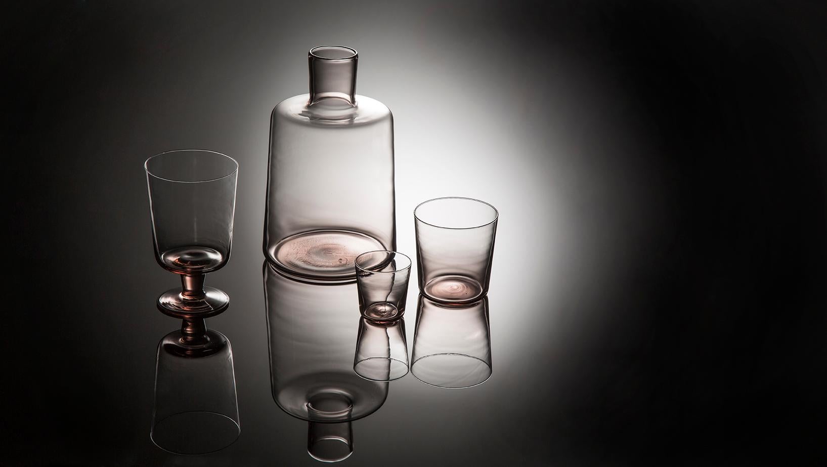 Italian Bicchierino, Liquor Glass Handcrafted Muranese Glass Aquamarine Plisse MUN by VG