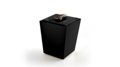 Bicco Waste Paper Basket in Black Lacquered Wood and Corno Italiano, Mod. 2426