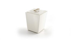 Bicco Waste Paper Basket in Ivory Lacquered Wood and Corno Italiano, Mod. 2425
