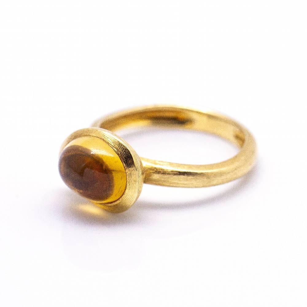 Italian designer Marco Bicego ring in Yellow Gold and Citrine for women l 1x Citrine in cabochon cut approx. 10mm l Size 10  18kt Yellow Gold  4.10 grams  Brand new product  Ref.:D360362CS